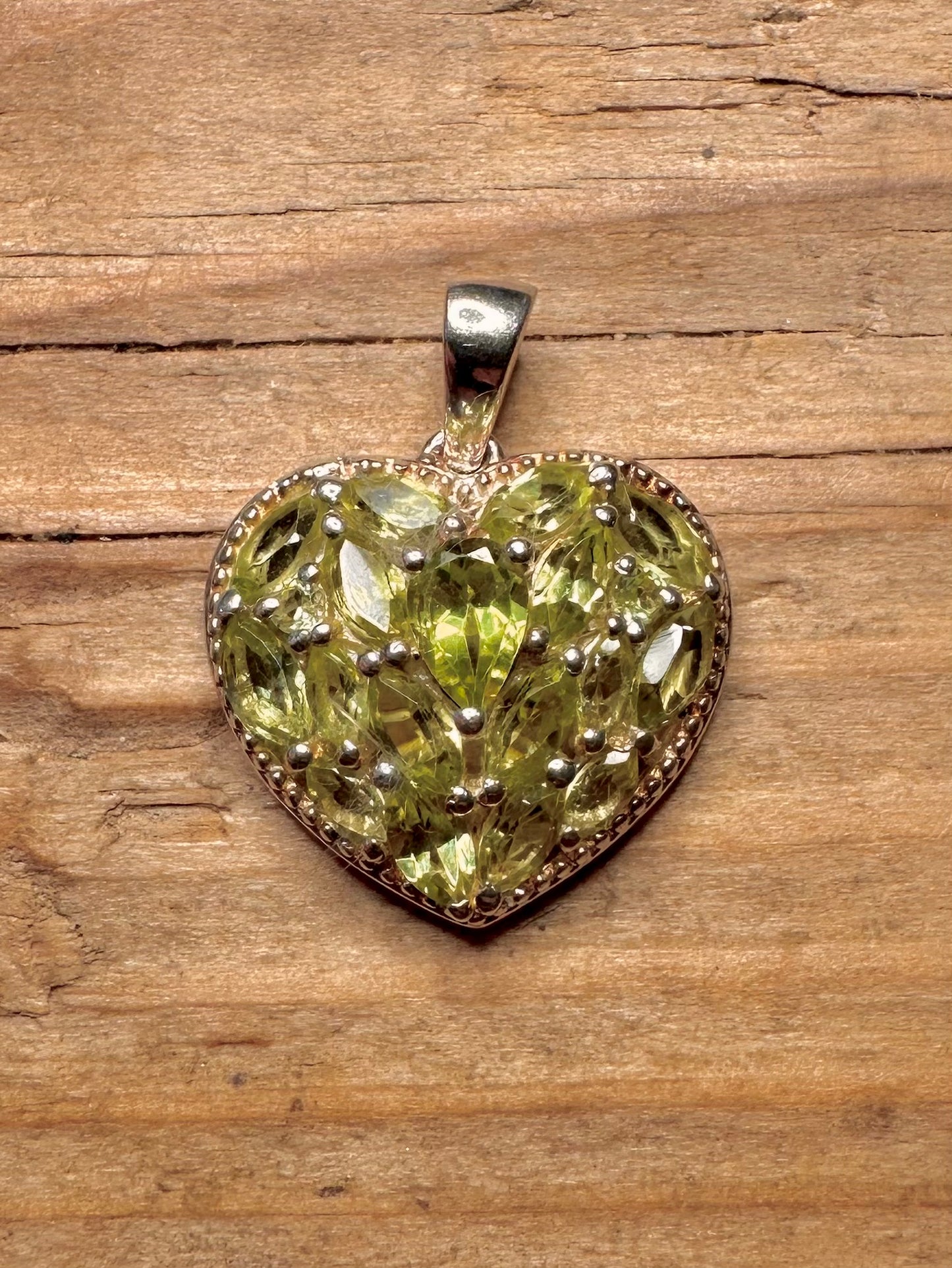Vintage Peridot Herz 925 Sterling Silber Anhänger