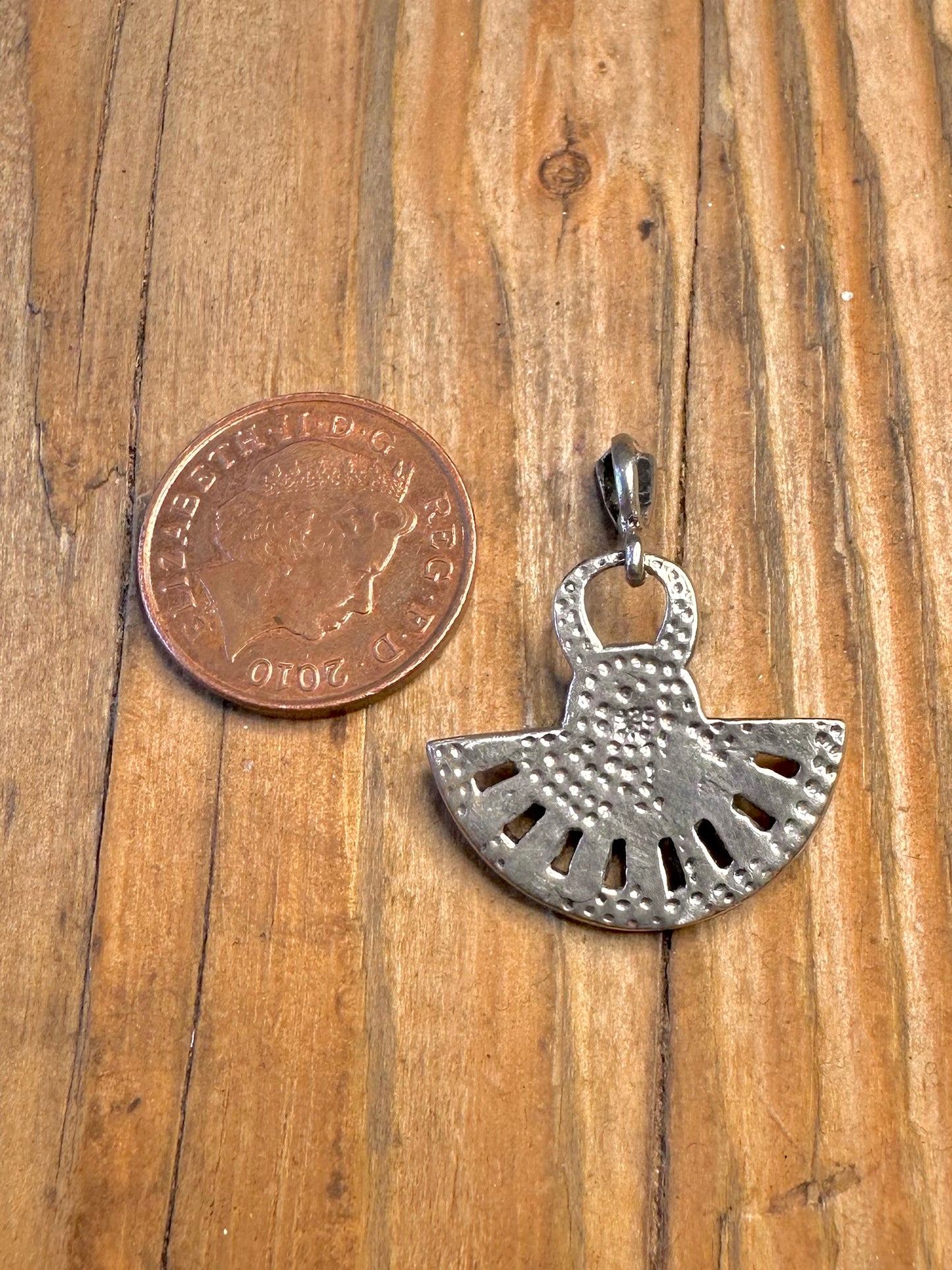 Art Deco Marcasite and Mother of Pearl 925 Sterling Silver Pendant