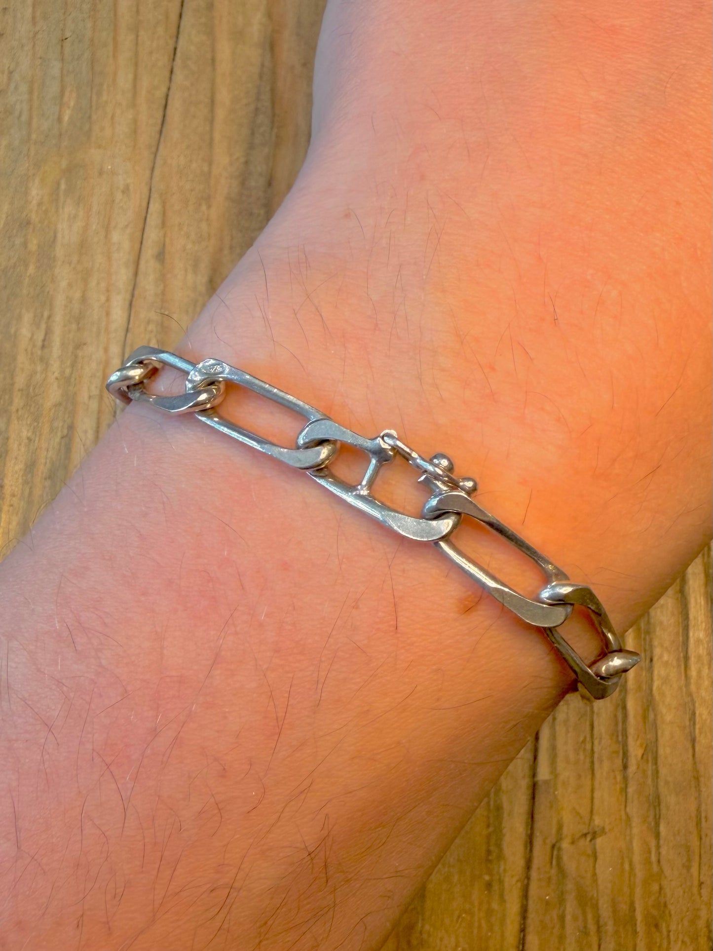 Elongated 1976 Link Chain Maker BLJ 925 Sterling Silver 7.5 inch Bracelet