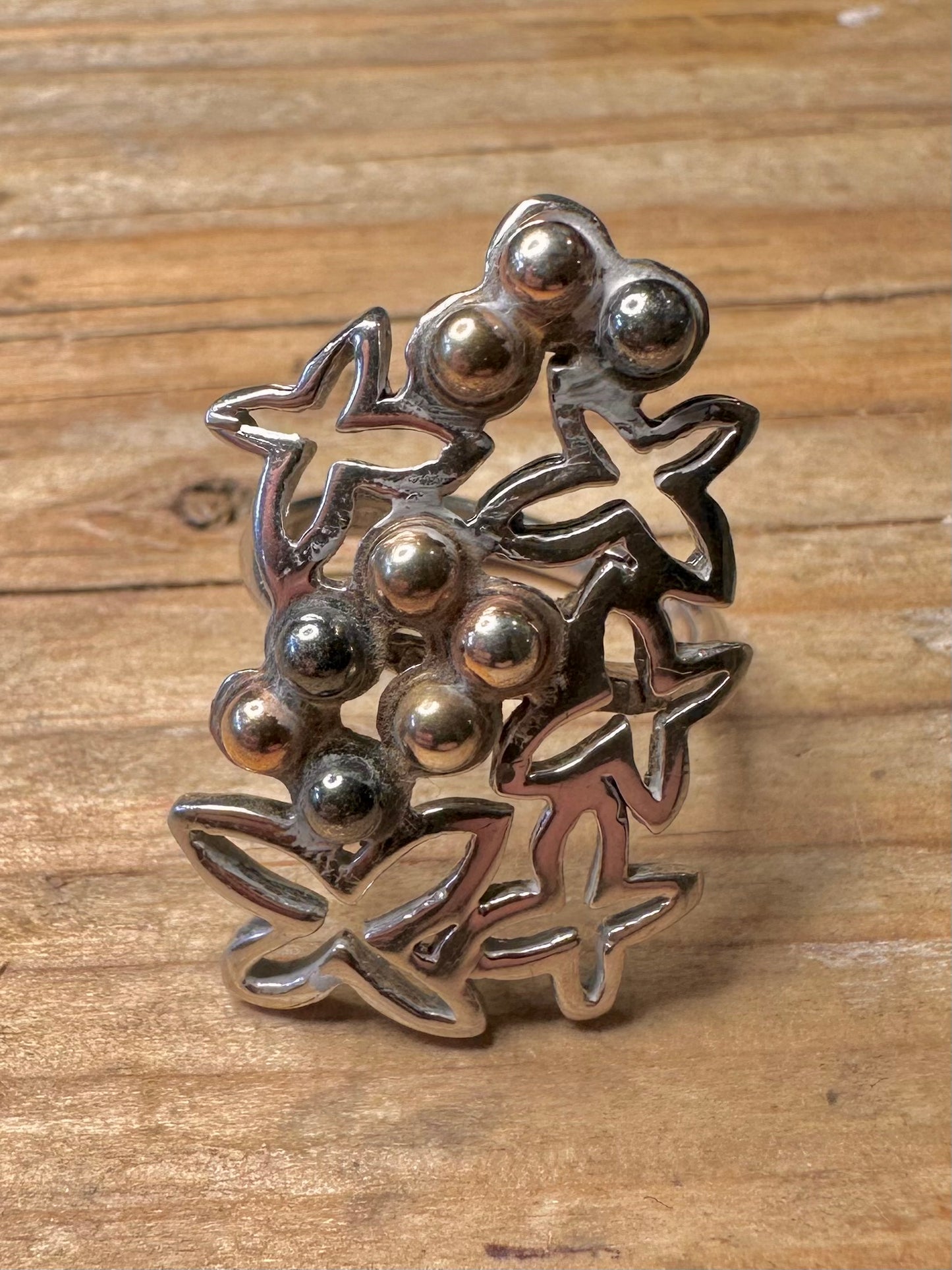 Abstrakter Blumen-Design 925er Sterling Silber Ring Größe L1/2