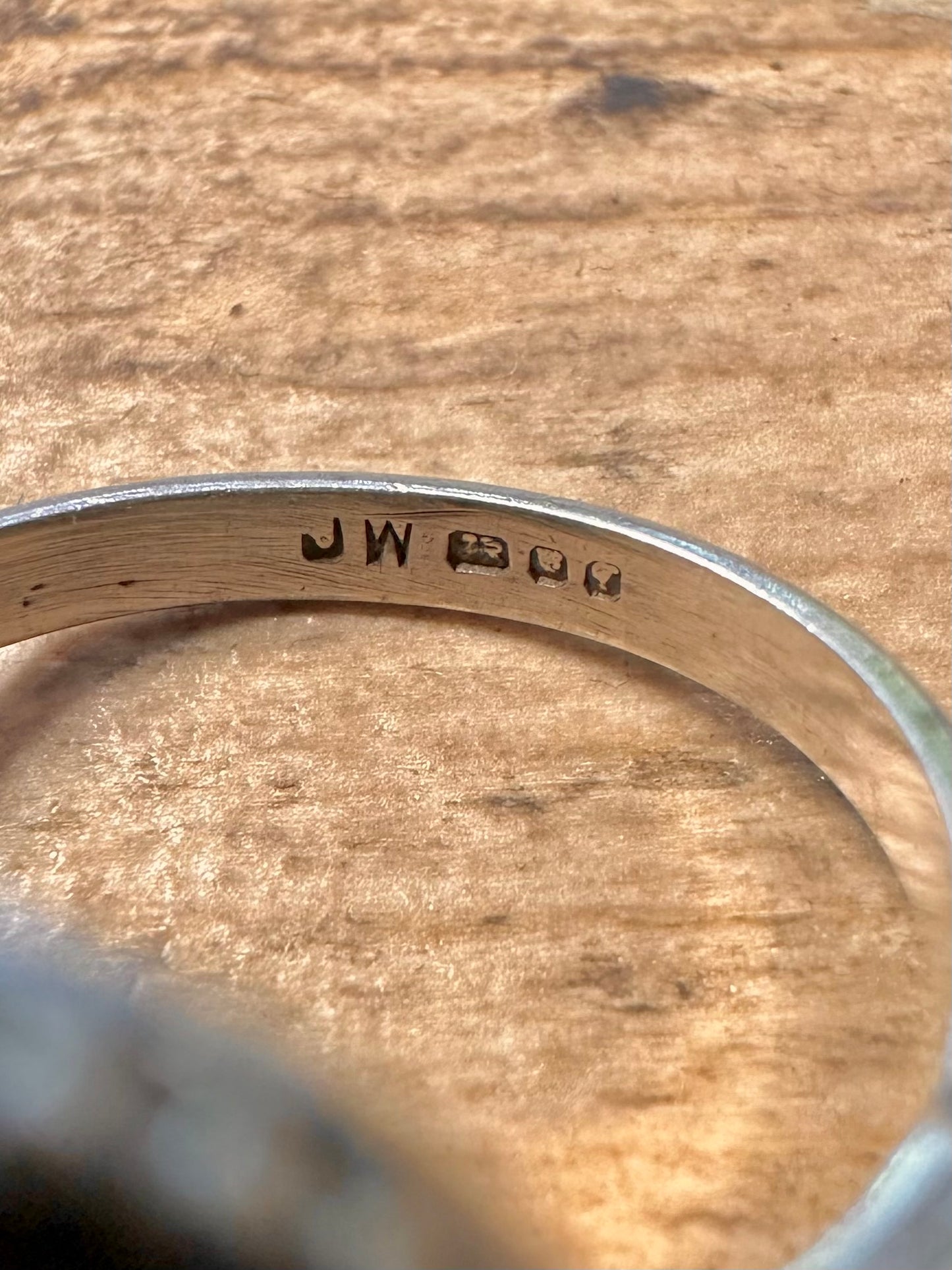 Vintage 1971 Black Wedgwood 925 Silver Size P Ring