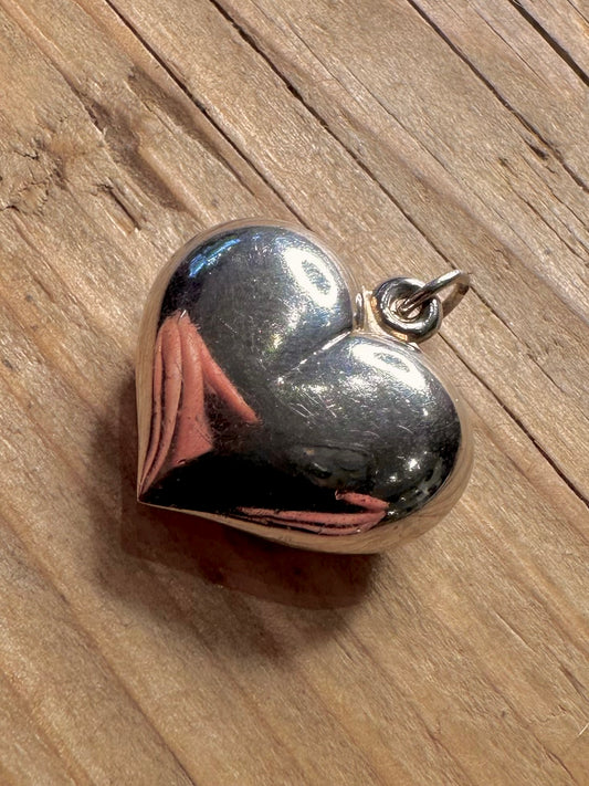 Vintage Puff Heart 925 Sterling Silver Pendant
