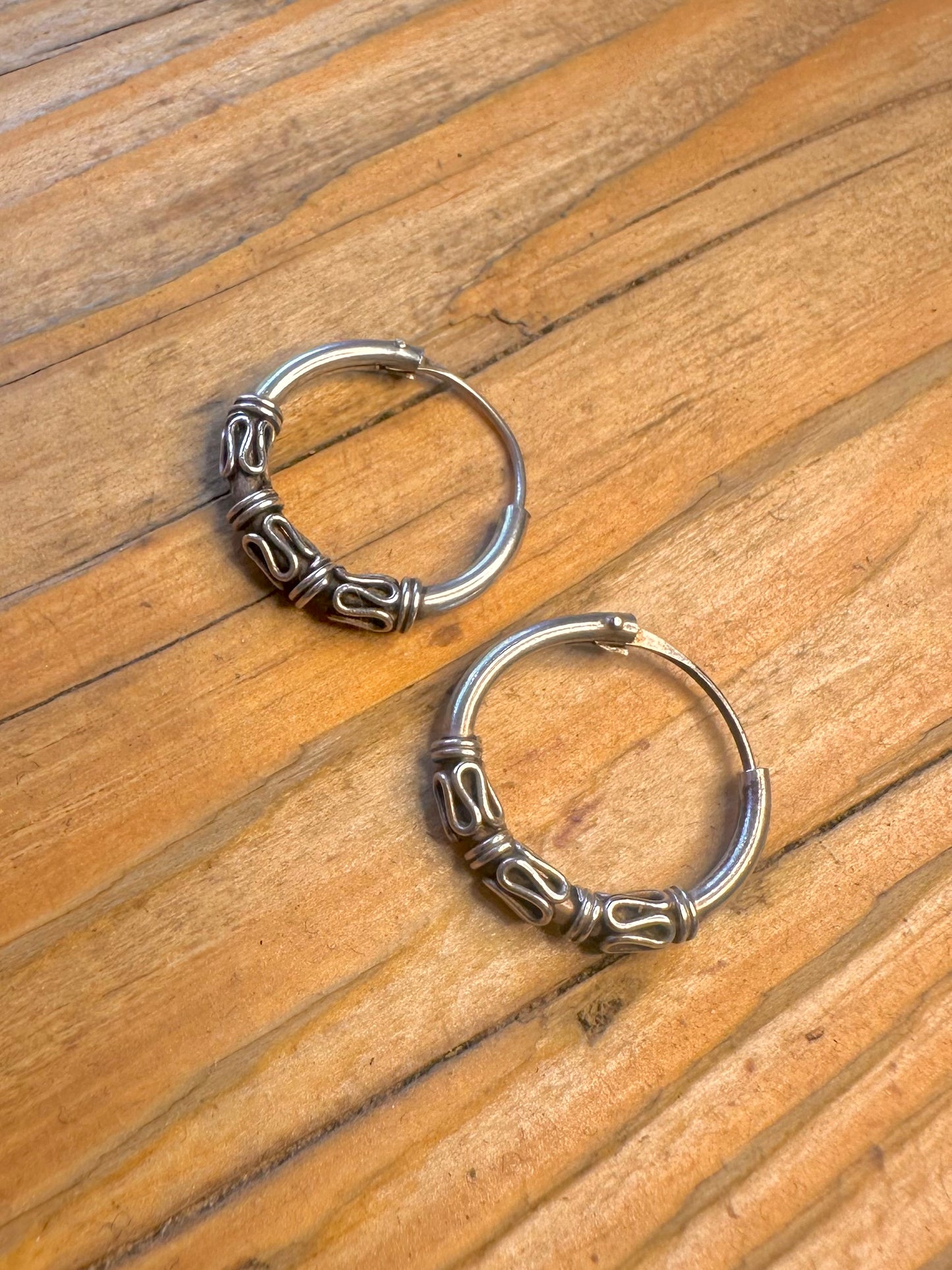 Bali Style Hoops 925 Sterling Silver Earrings