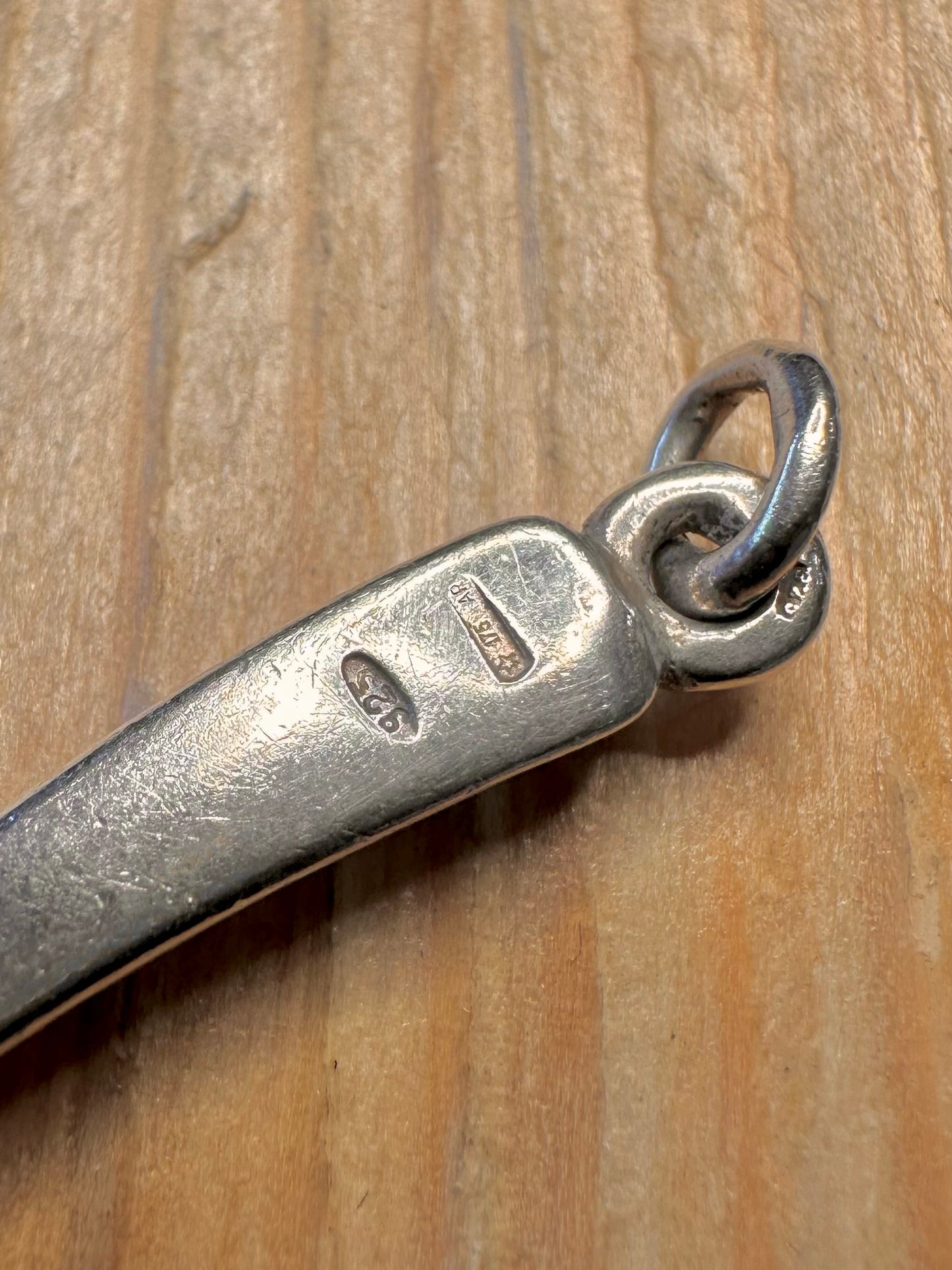 Abstract Bar Link 925 Silver 16.5 Inch Necklace