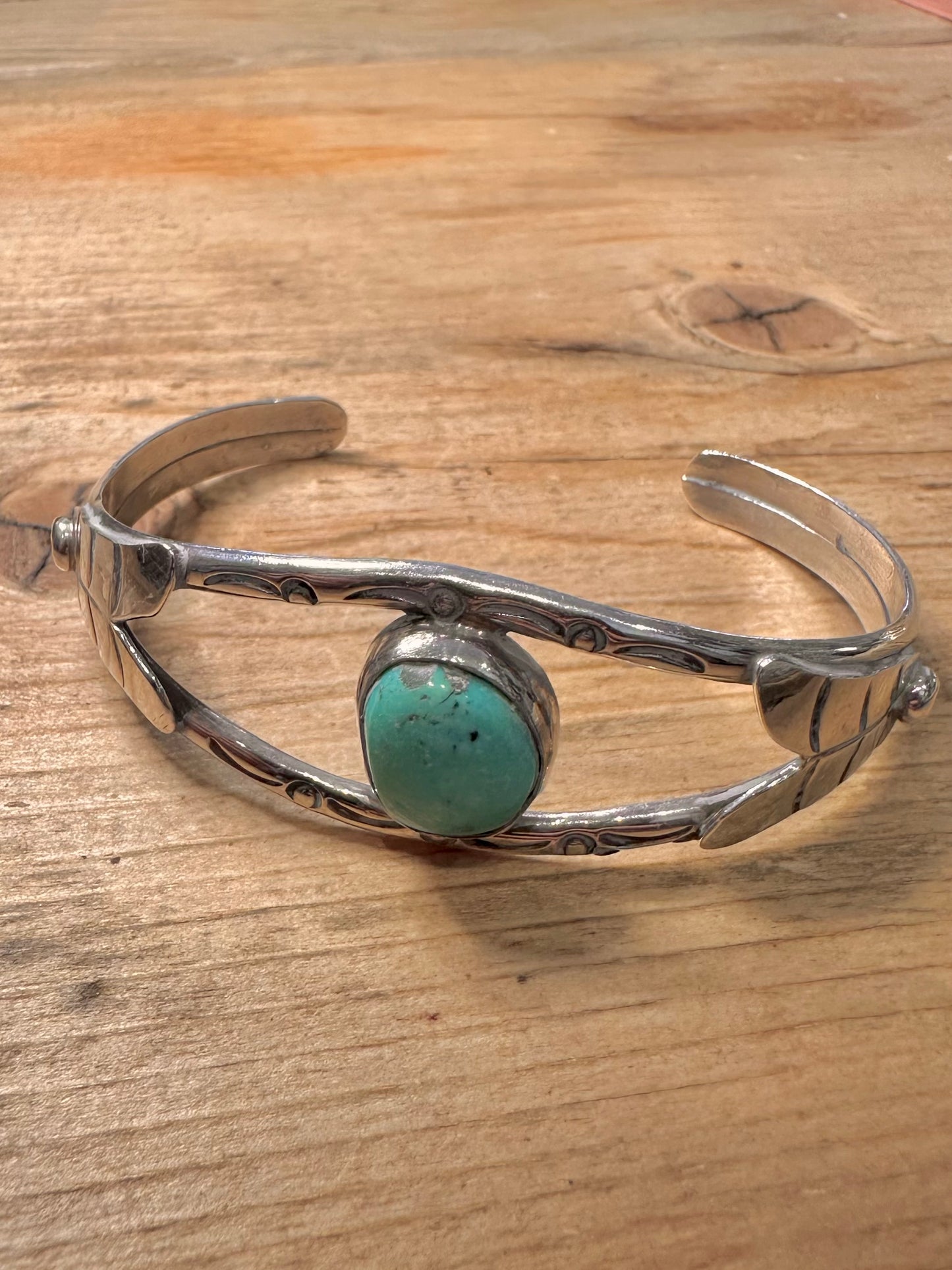 Vintage Native American Turquoise 925 Silver Cuff Bangle