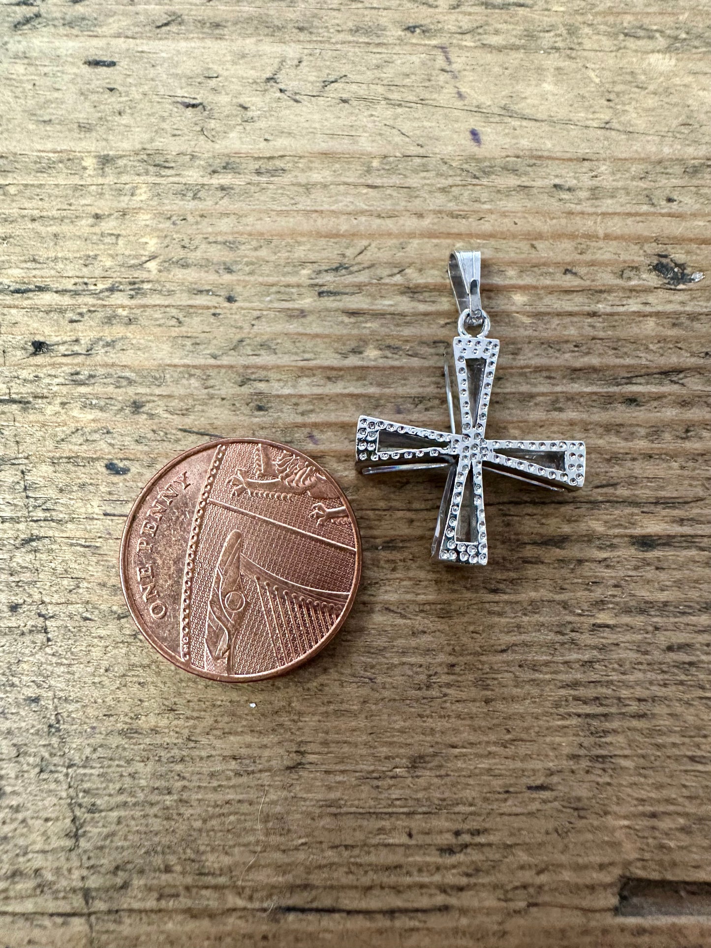 Modern CZ Cross 925 Silver Pendant