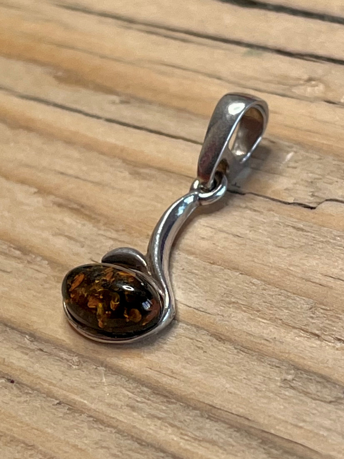 Orange Amber 925 Sterling Silver Pendant