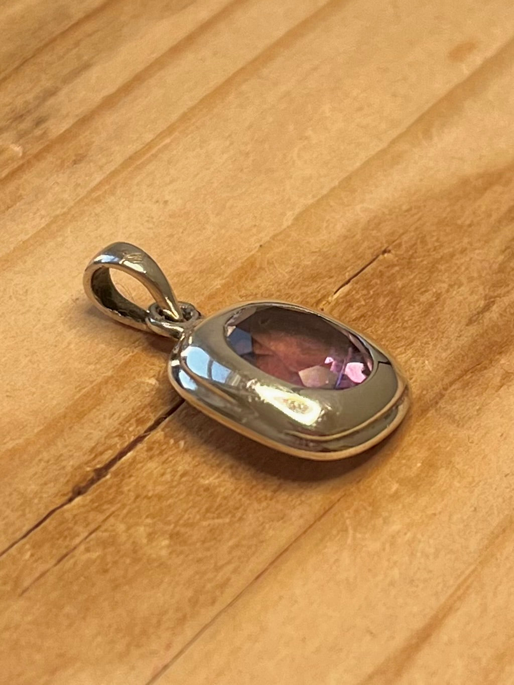 Rounded Faceted Square Amethyst 925 Sterling Silver Pendant