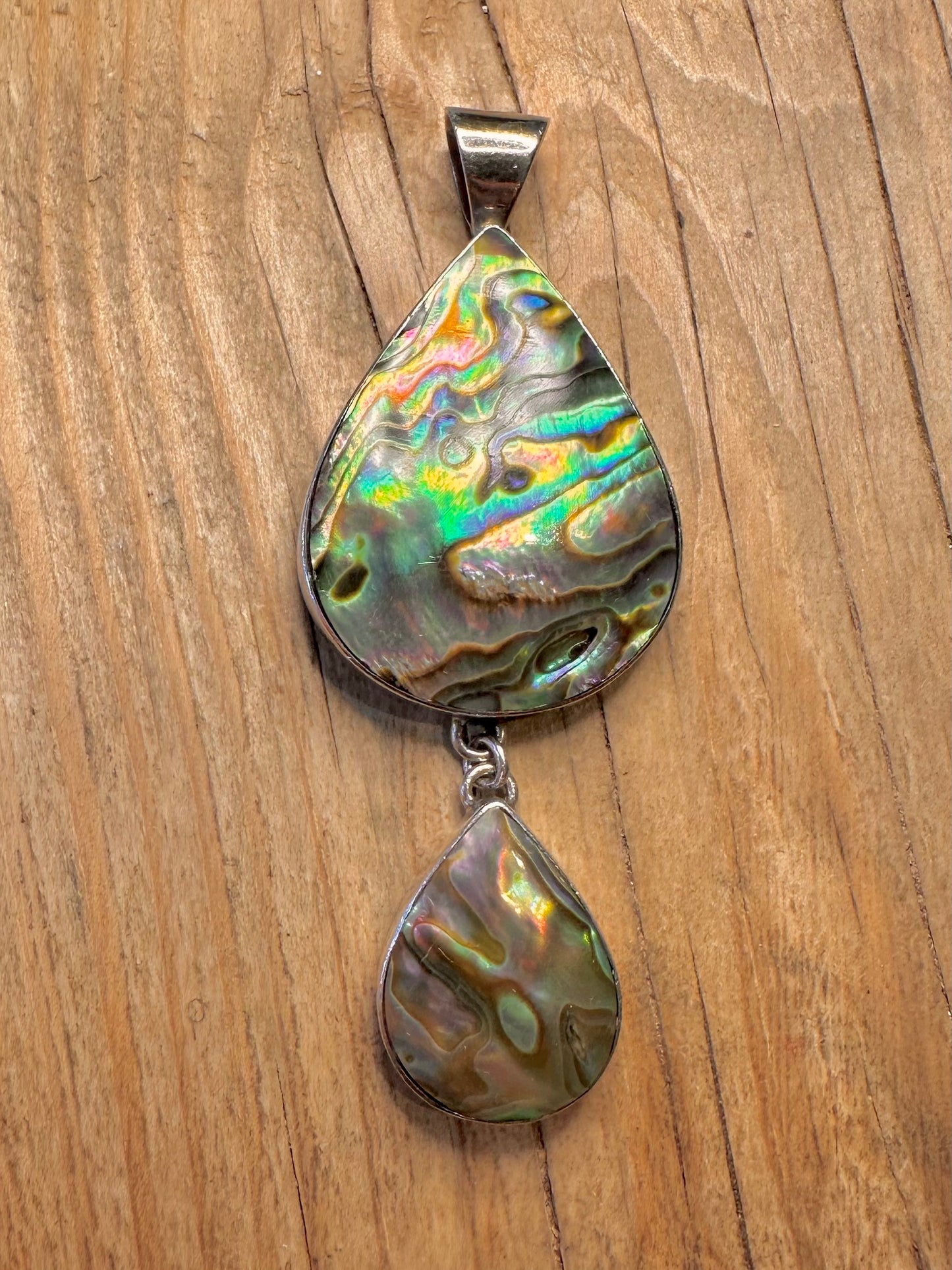 Modernist Abalone 925 Sterling Silver Pendant