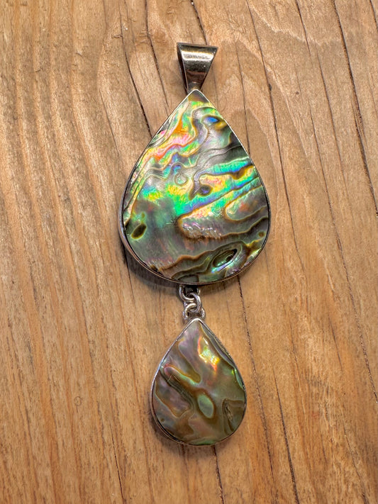 Modernist Abalone 925 Sterling Silver Pendant