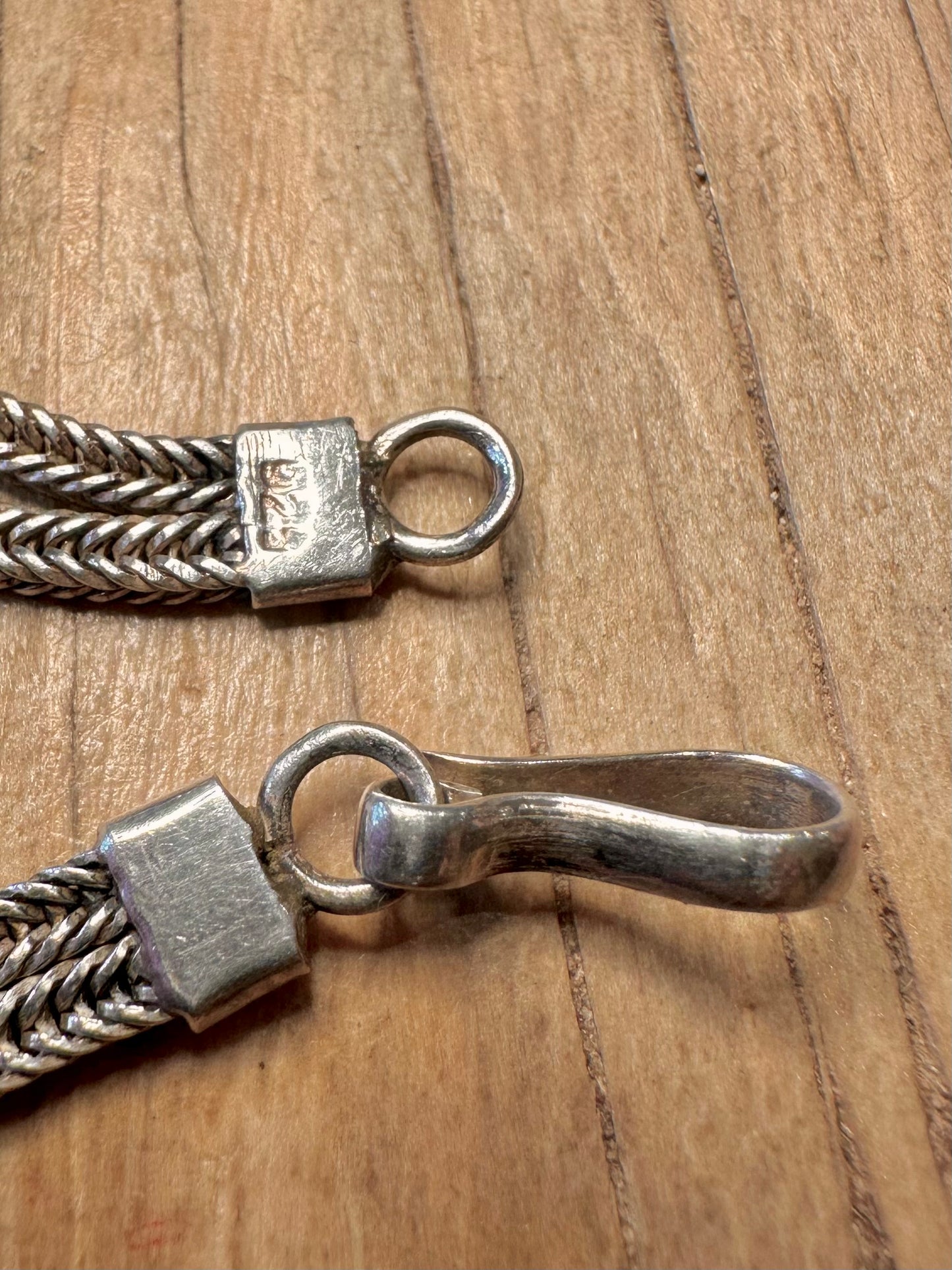 Vintage Lapis Woven Double 925 Sterling Silver 7.2 inch Bracelet