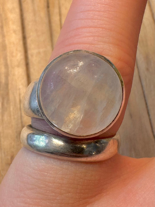 Abstract Moonstone Layer 925 Silver Size M Ring
