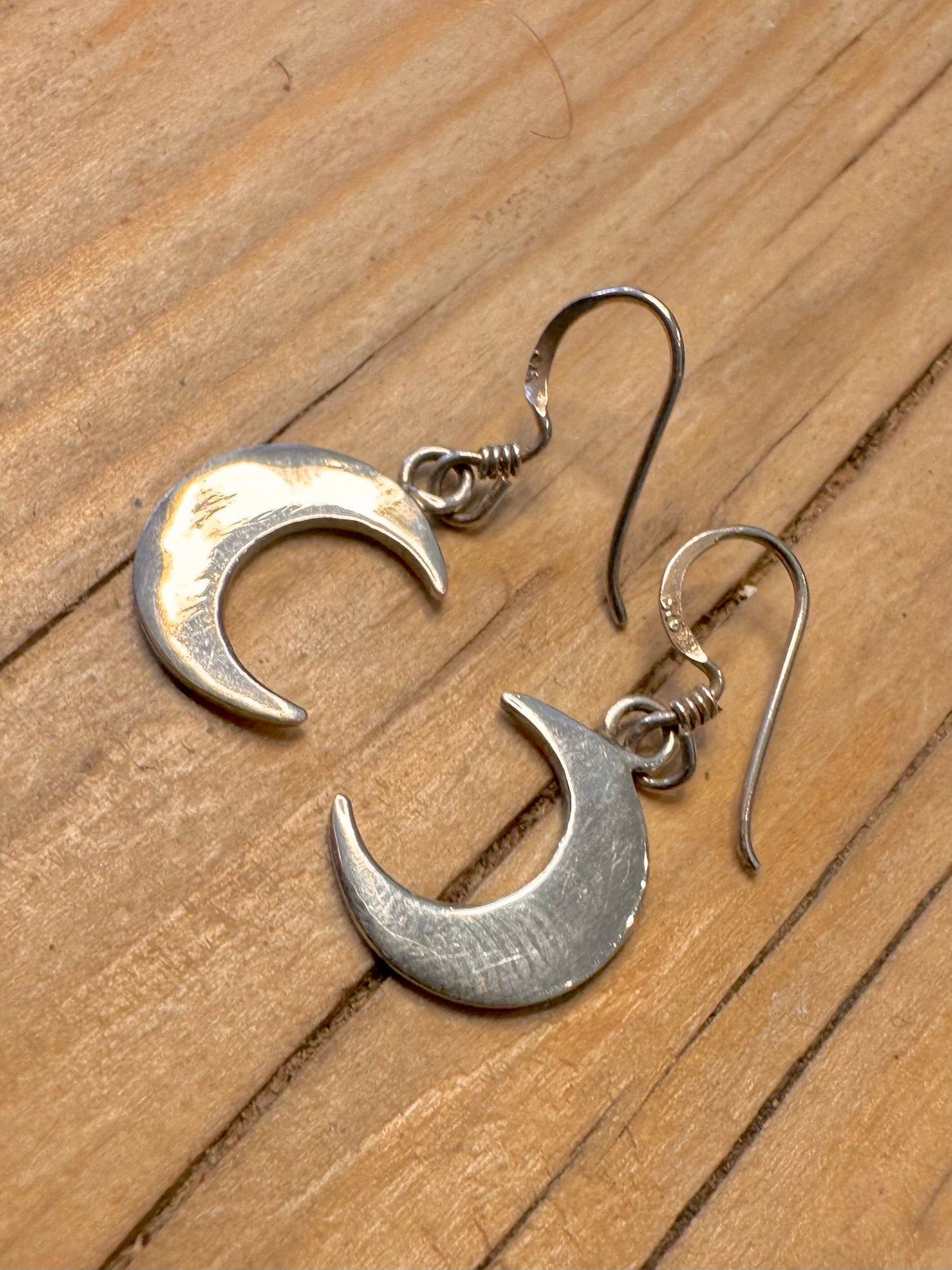 Vintage Moon Dangle 925 Silver Earrings