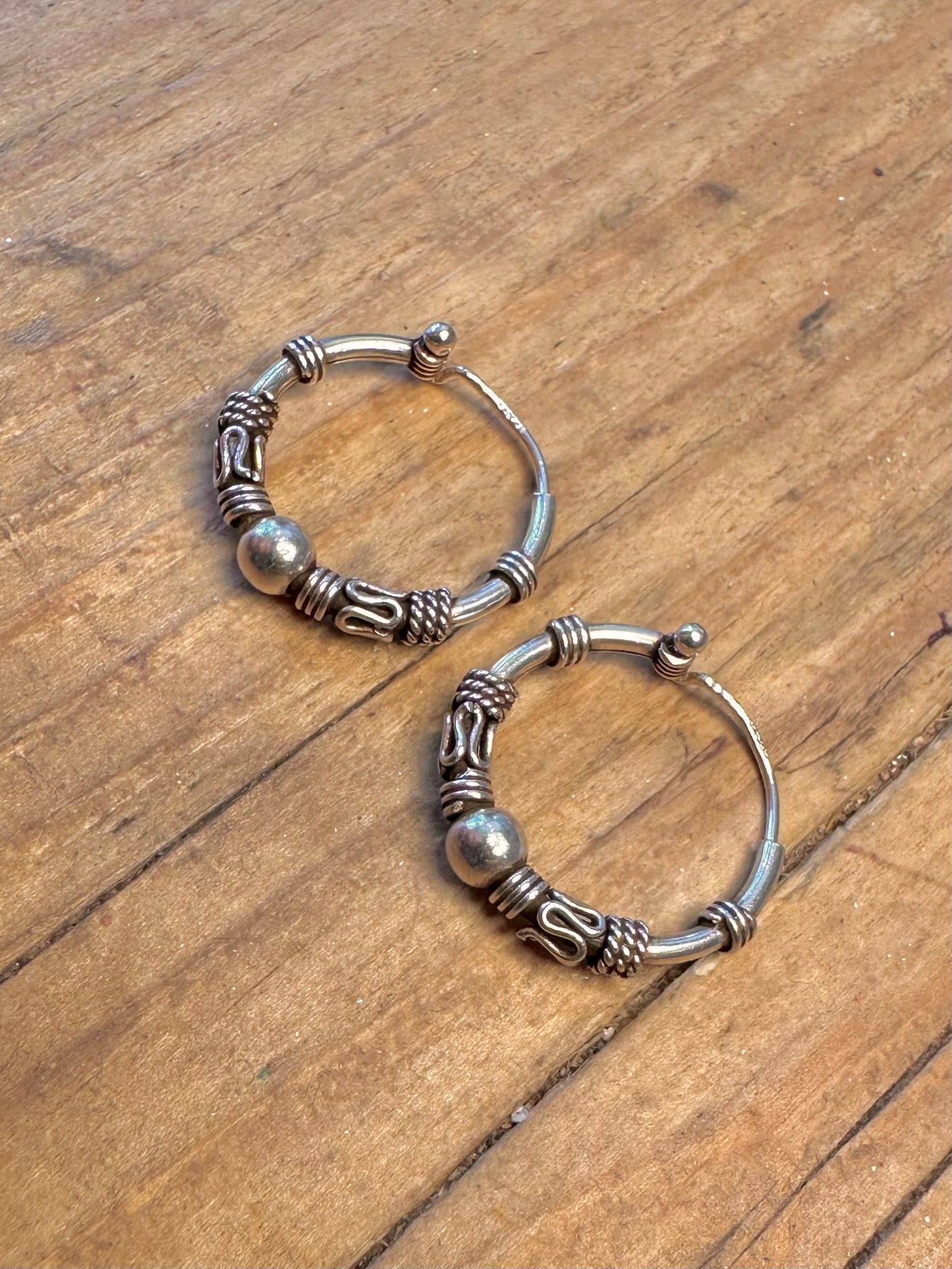 Bali Style Hoops 925 Sterling Silver Earrings
