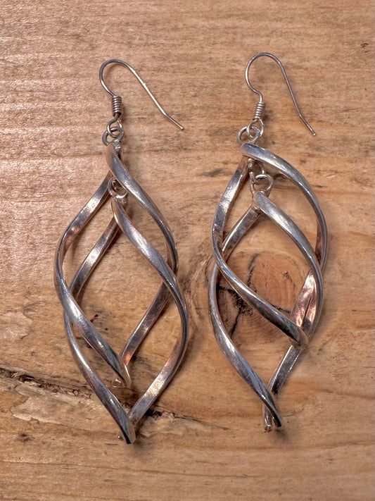Abstract Swirl Dangle 925 Silver Earrings