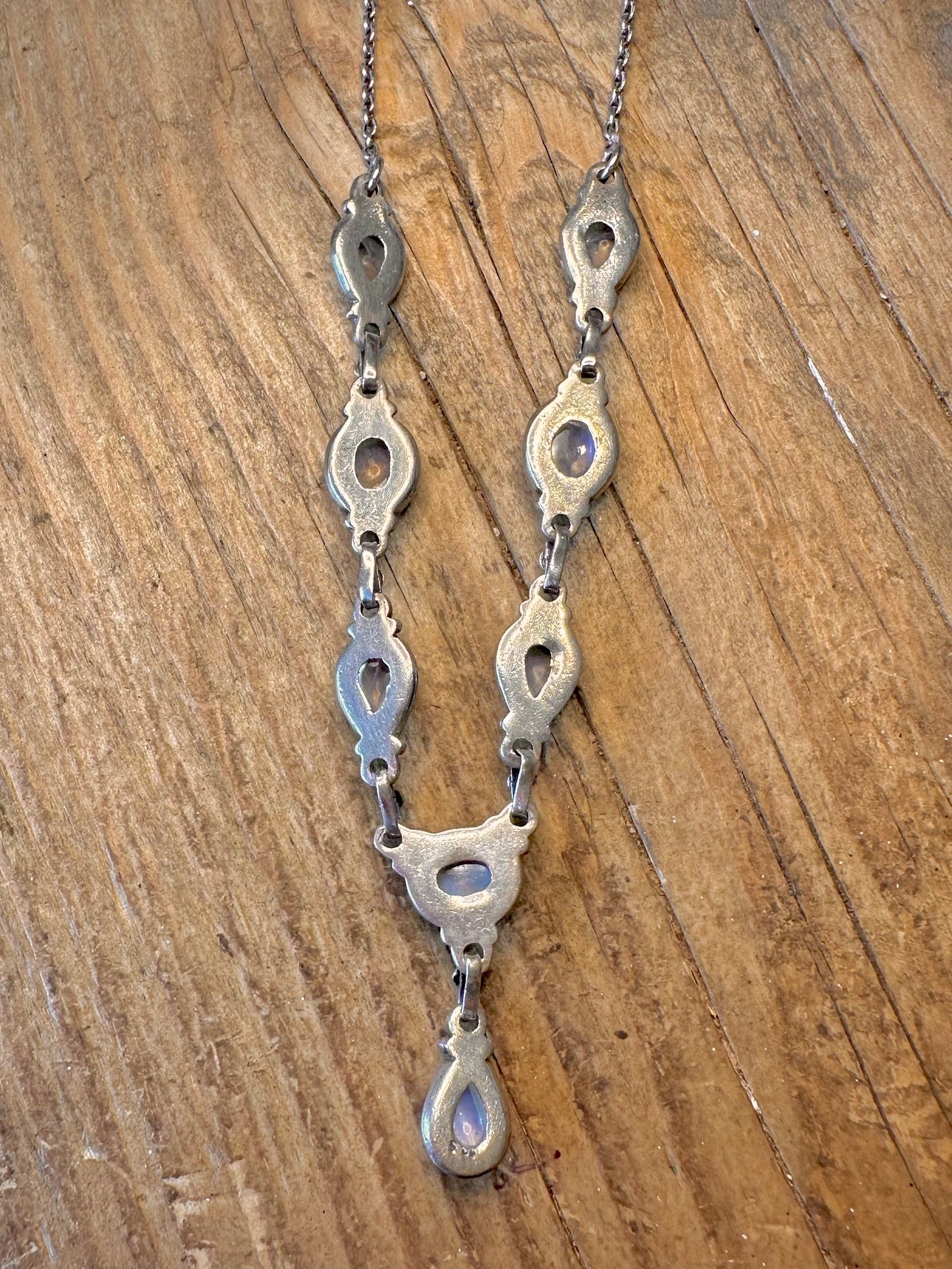 Moonstone Teardrop and Oval Cable Chain 925 Sterling Silver 16 to 18 inch Necklace