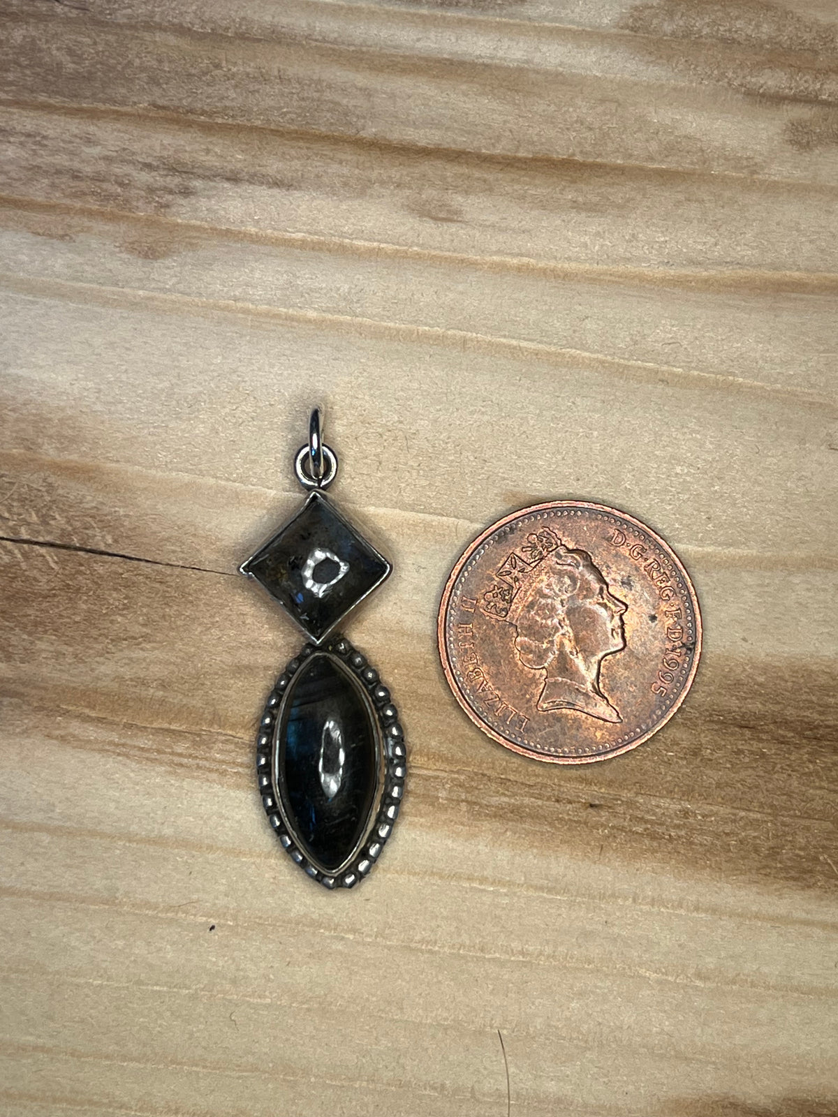 Labradorite Double Stone 925 Sterling Silver Pendant