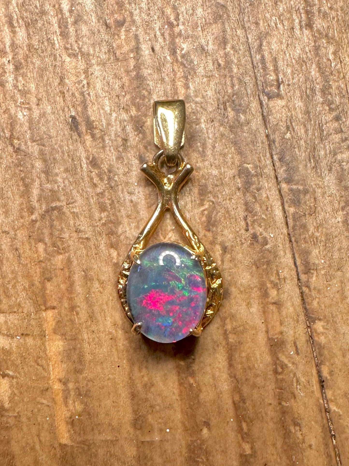Blue Opal Gold on 925 Sterling Silver Pendant