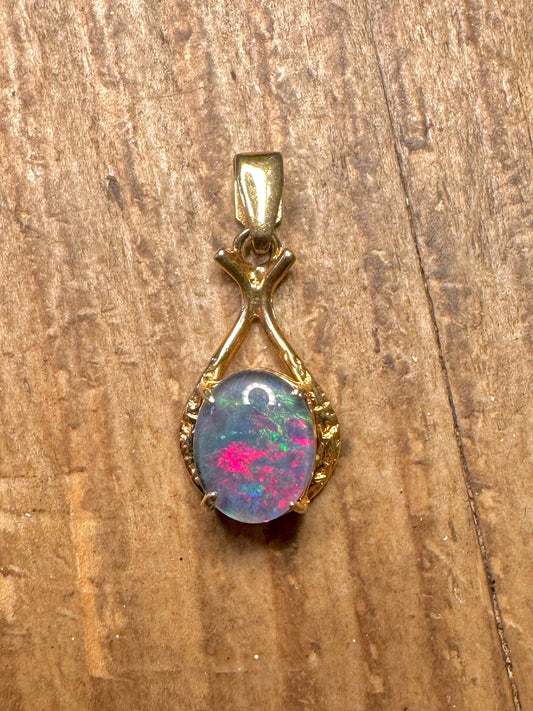 Blue Opal Gold on 925 Sterling Silver Pendant