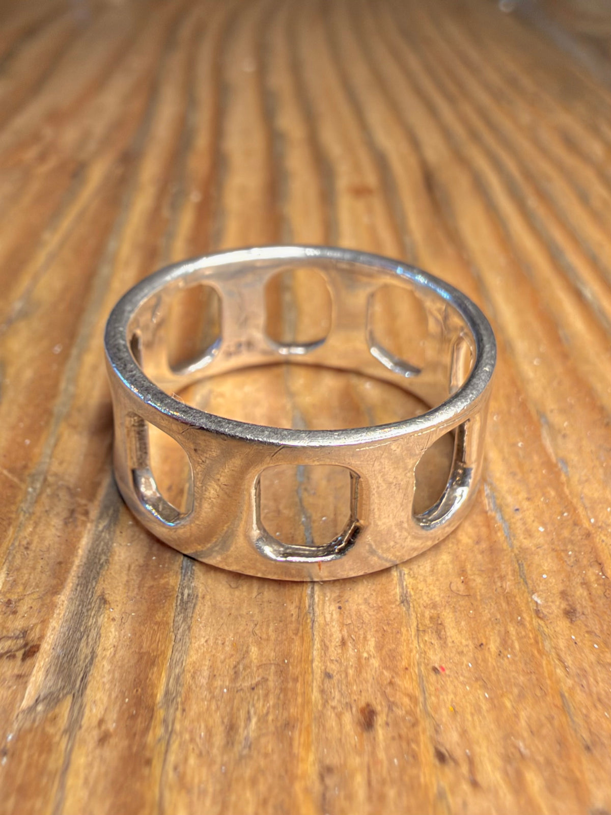 Oval Cut Out Band 925 Sterling Silver Size O1/2 Ring