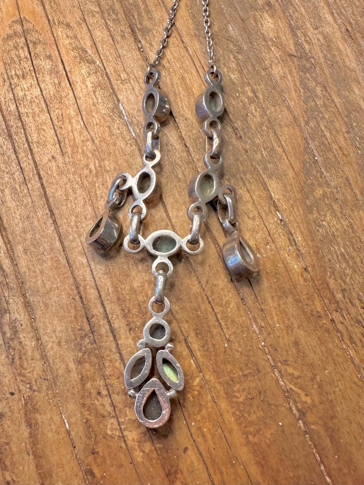 Labradorit Mehrfach-Tropfen-Kabelkette 925 Sterling Silber 38 bis 41 cm Halskette