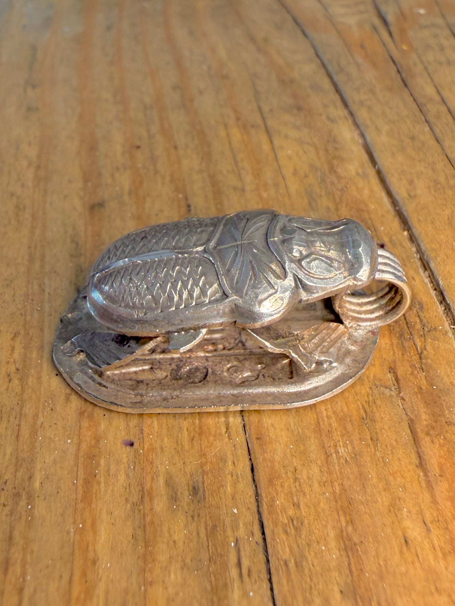 Large Egyptian Scarab 925 Sterling Silver Pendant