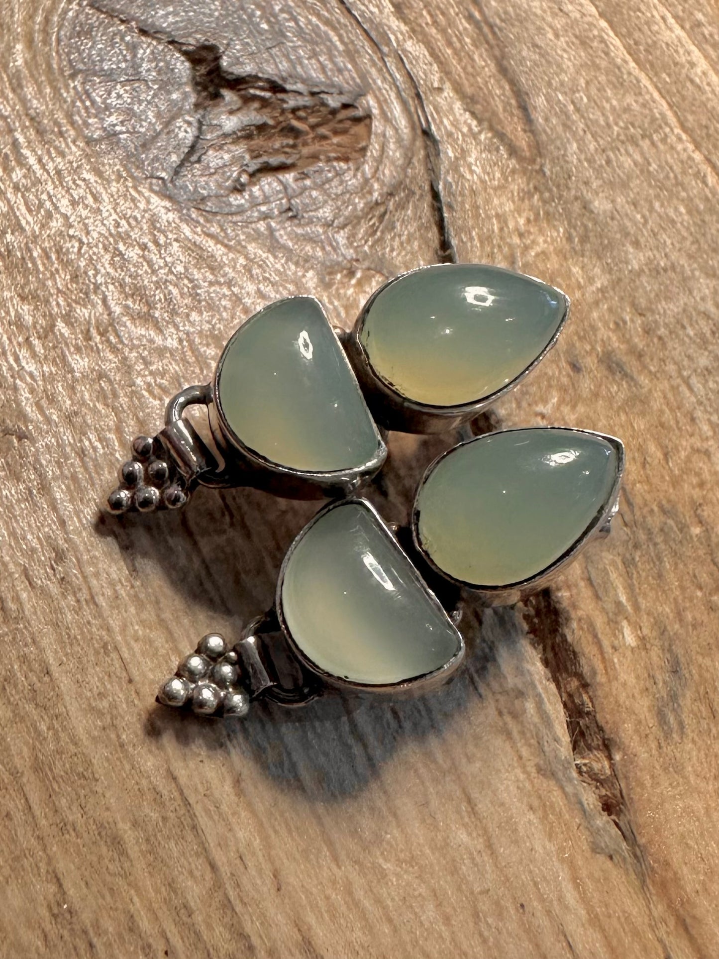 Vintage Chrysoprase 925 Silver Earrings