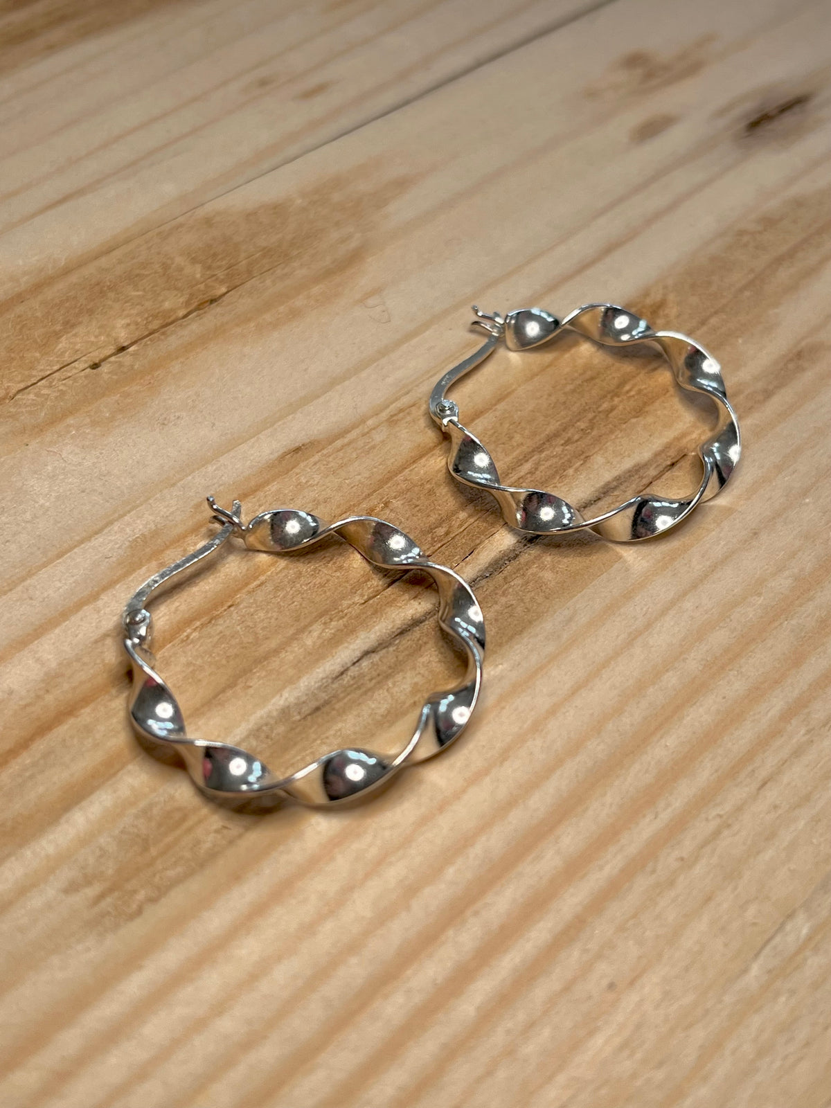 Thin Twisted 925 Sterling Silver Hoop Earrings