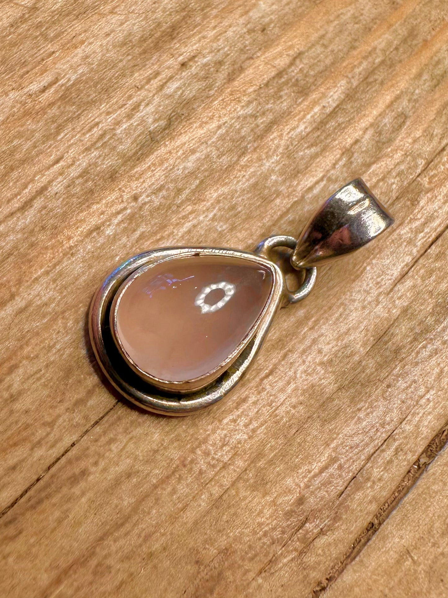 Vintage Rose Quarts 925 Sterling Silver Pendant