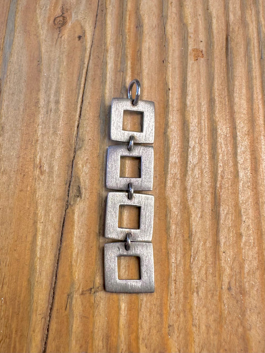 Modernist Four Square Dangle 925 Sterling Silver Pendant