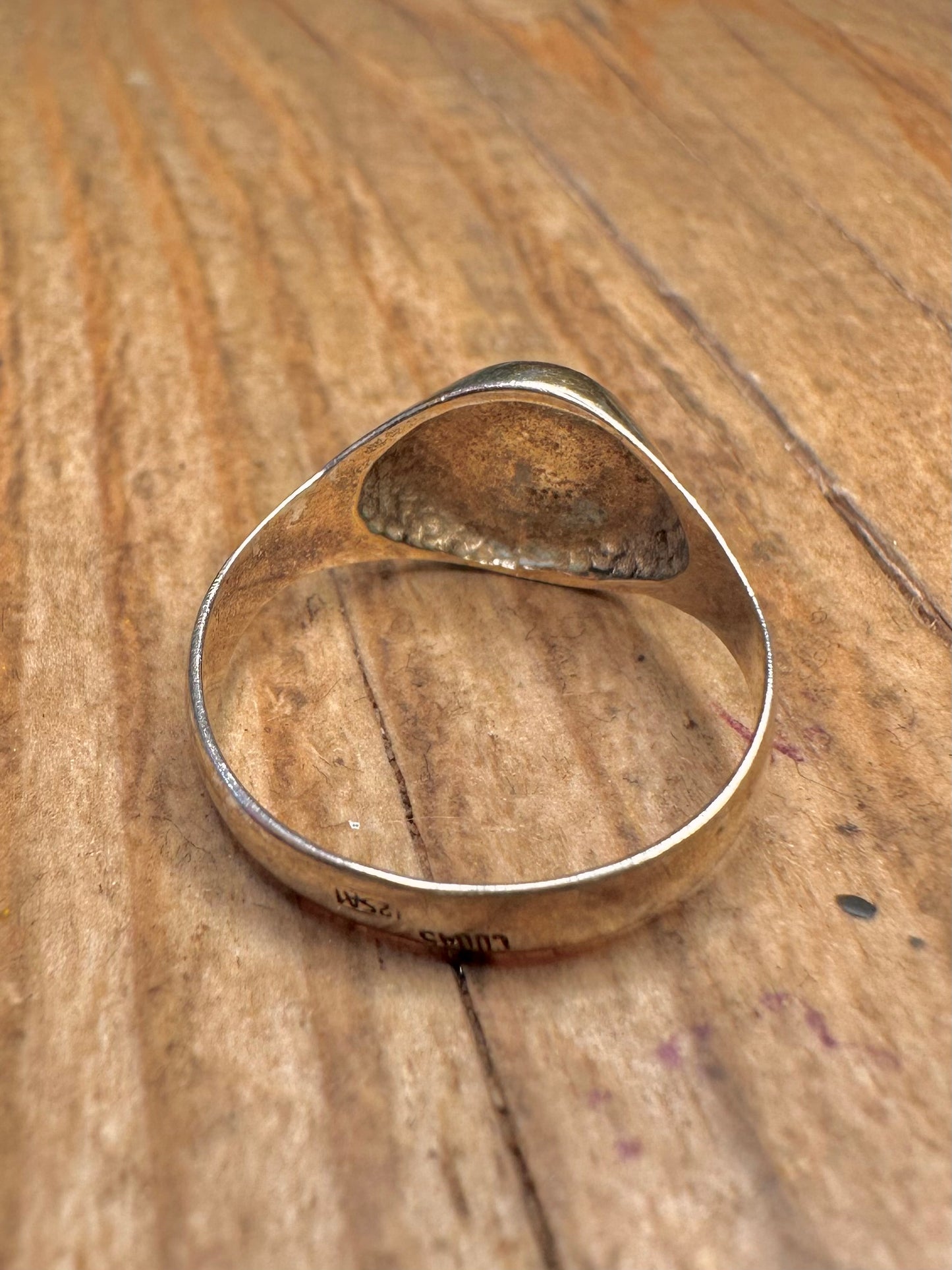 Vintage Indalo Figure Gold on 925 Sterling Silver Size N Ring