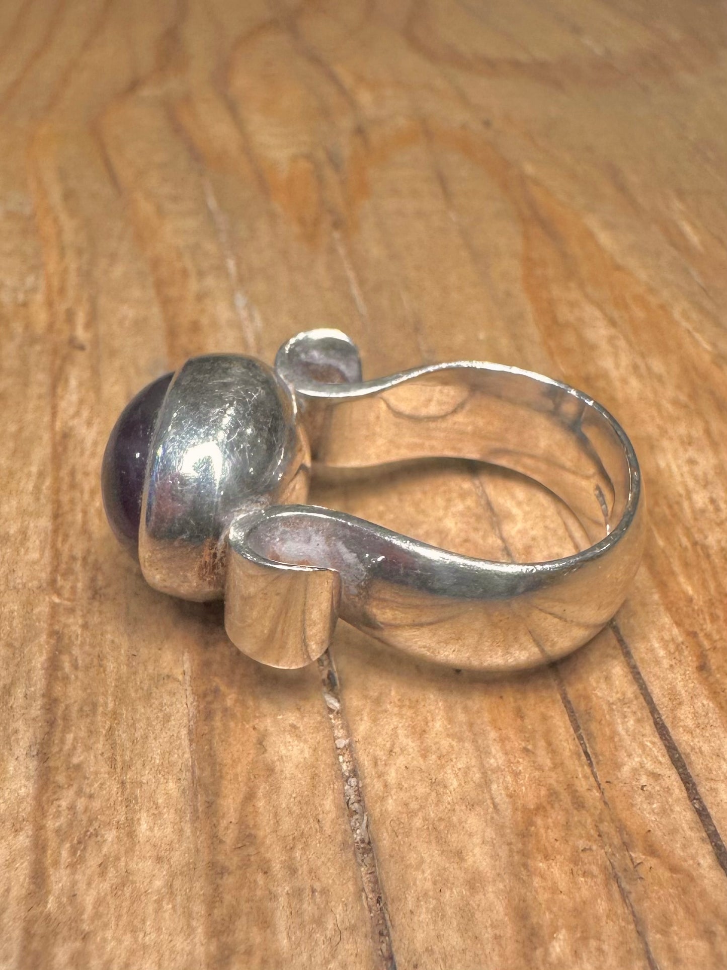 Vintage 1977 Amethyst 925 Sterling Silver Size L Ring