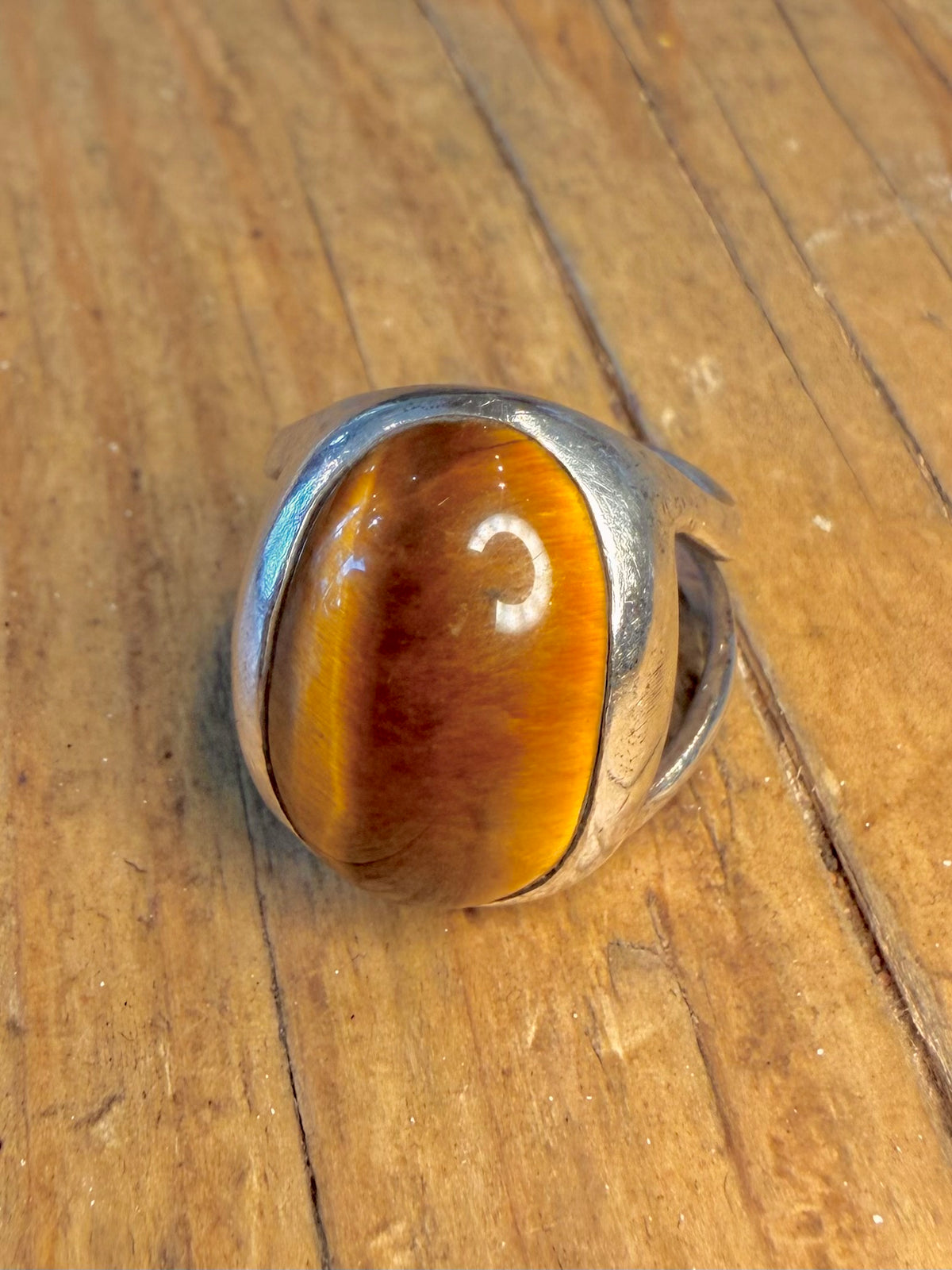 Oval 1975 Tigers Eye 925 Sterling Silver Size L Ring