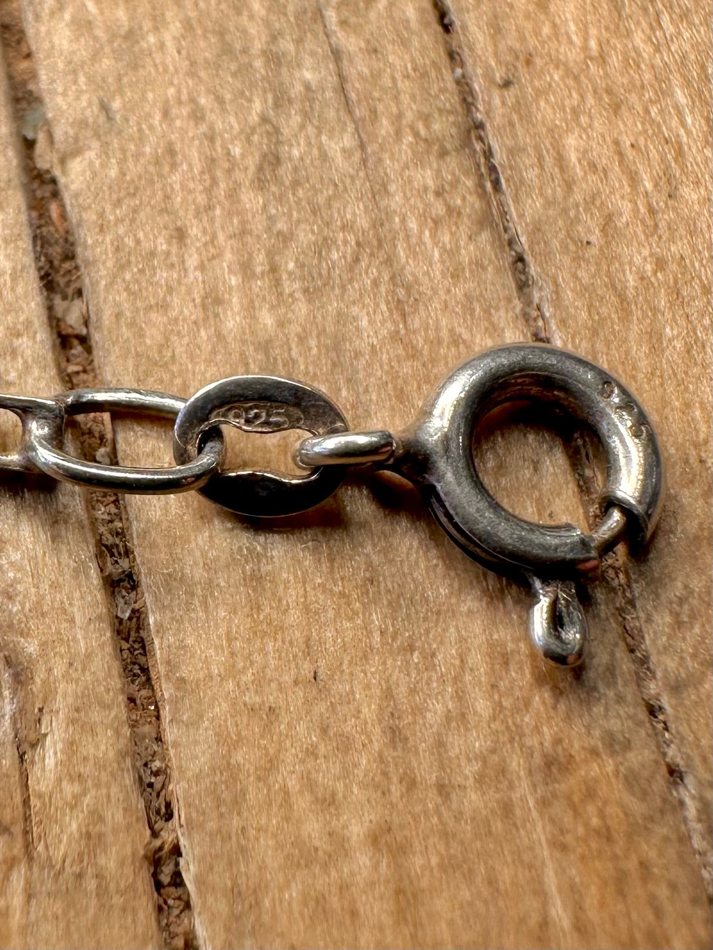 Vintage Rectangle Link 925 Sterling Silver 18.2 inch Necklace