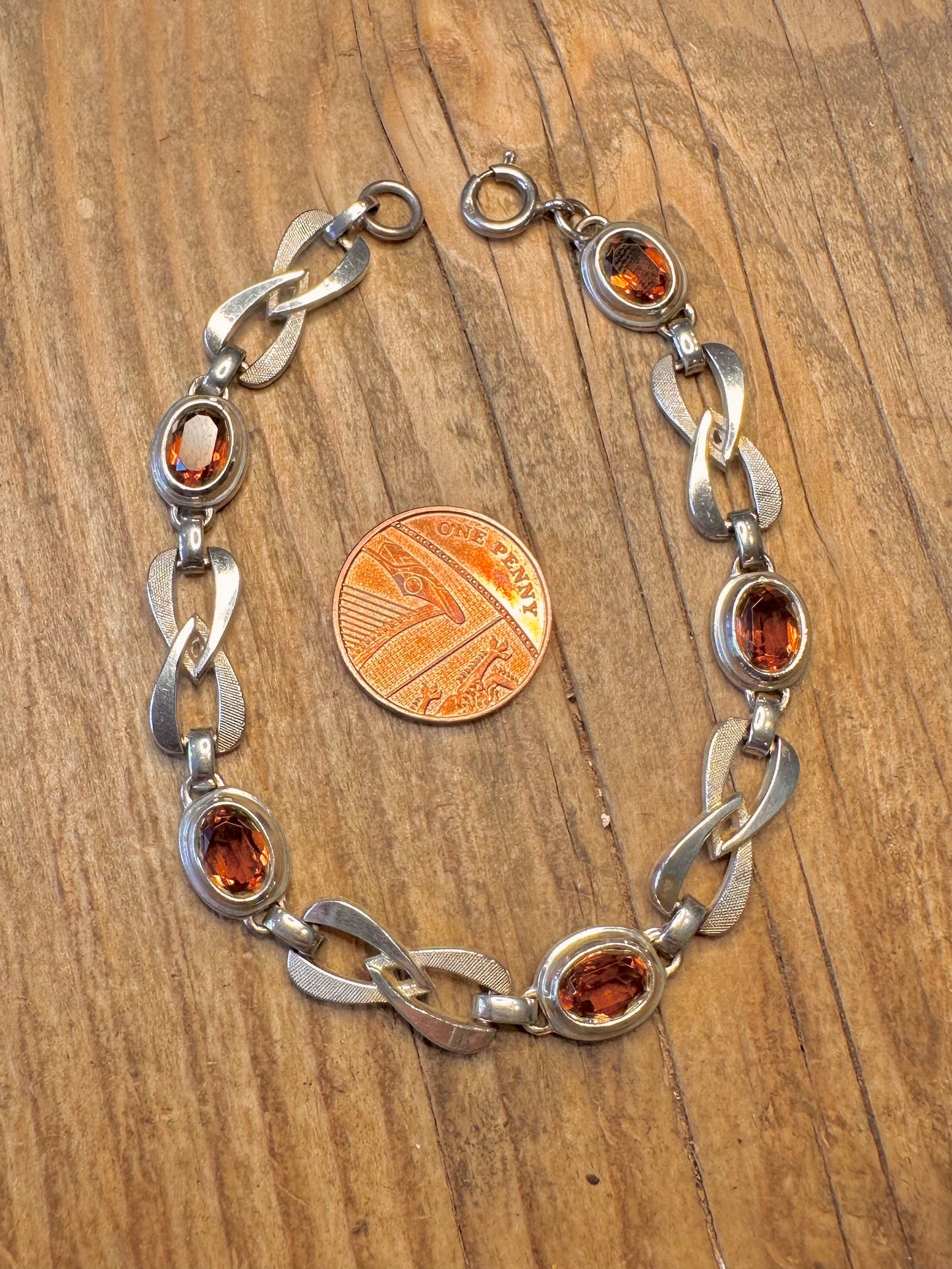 Orange Topaz 1977 Unique Link Maker K&L 925 Sterling Silver 9 inch Bracelet