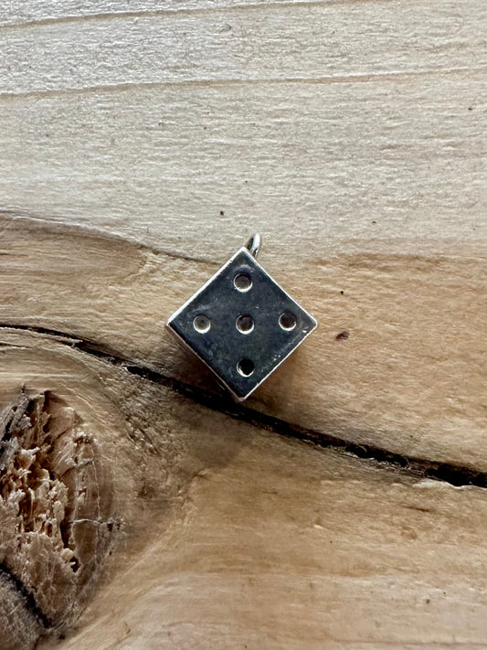 Vintage Dice 925 Silver Charm Pendant