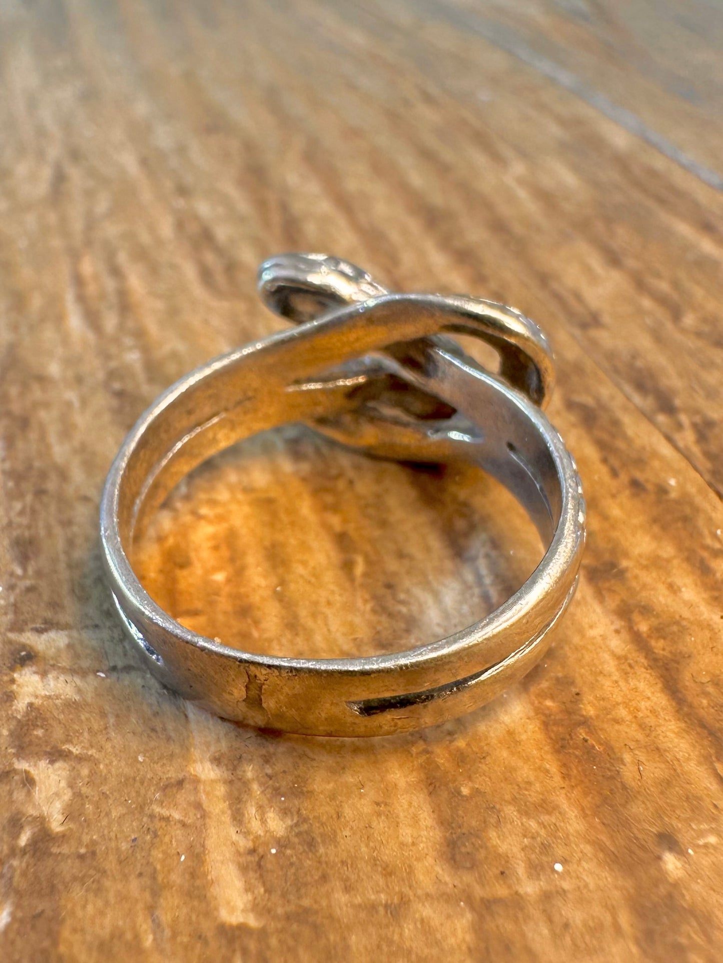 Coiled Snakes Textured 925 Sterling Silver Size N Ring