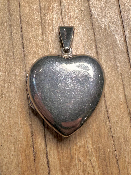 Vintage Plain Heavy Heart 925 Sterling Silver Locket Pendant