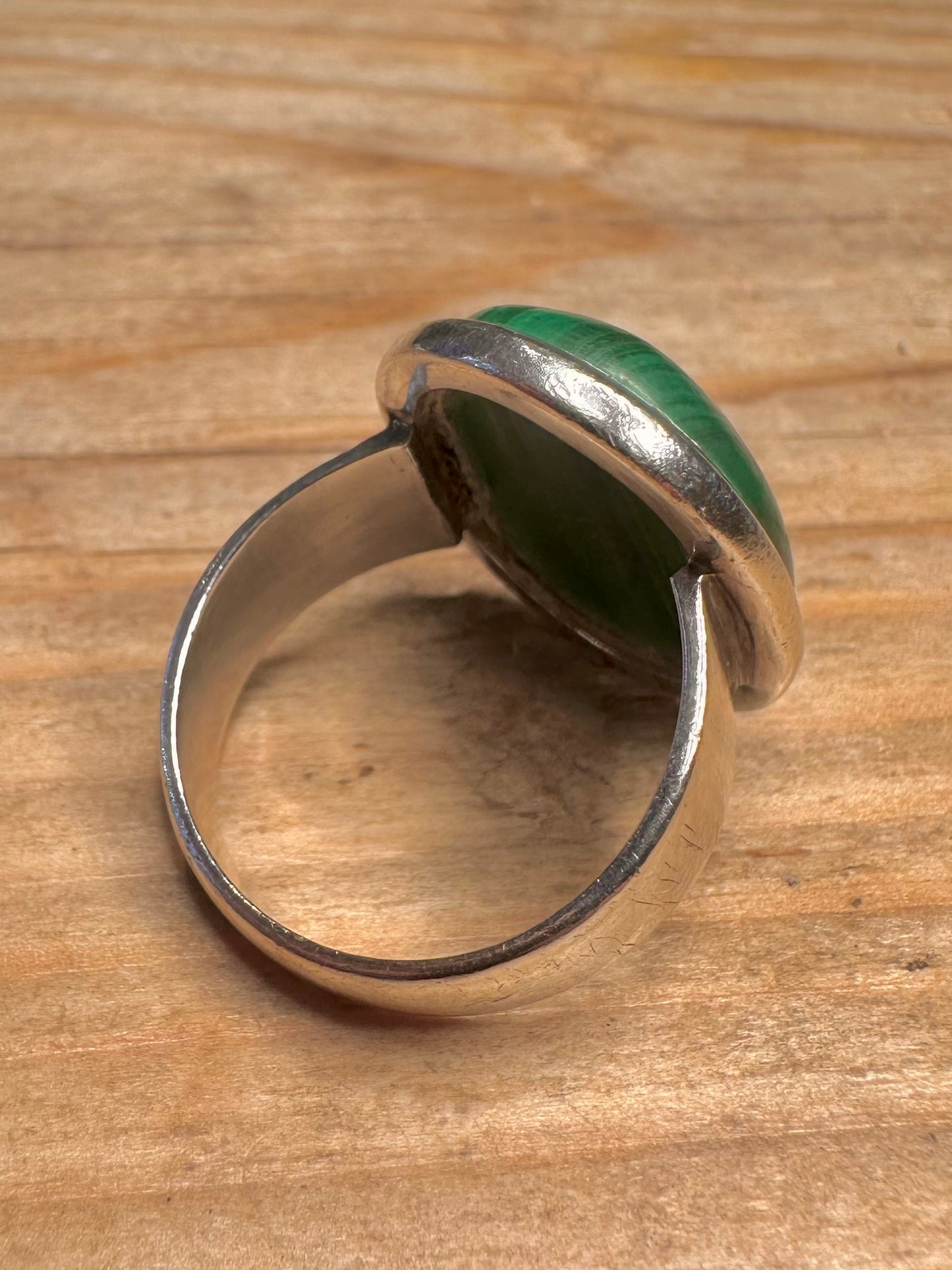 Vintage Malachit oval 925er Sterlingsilber Ring Größe P