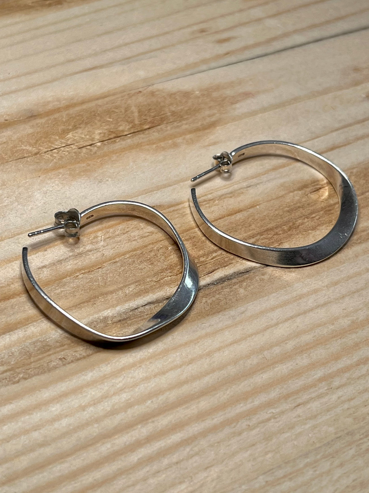 Thick Twisted Hoop 925 Sterling Silver Earrings