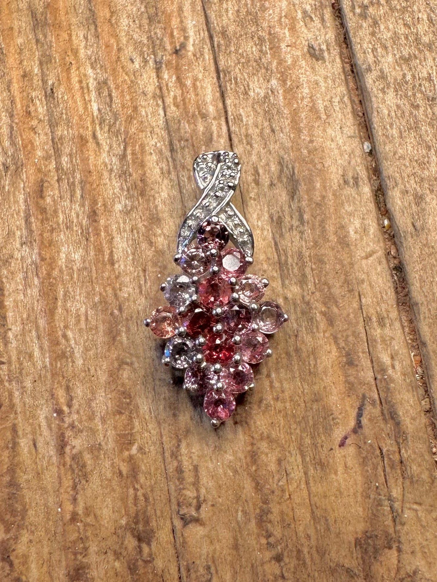 Multi Coloured Cluster 925 Sterling Silver Pendant