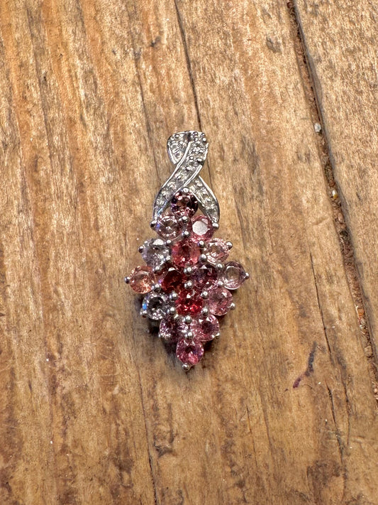 Multi Coloured Cluster 925 Sterling Silver Pendant