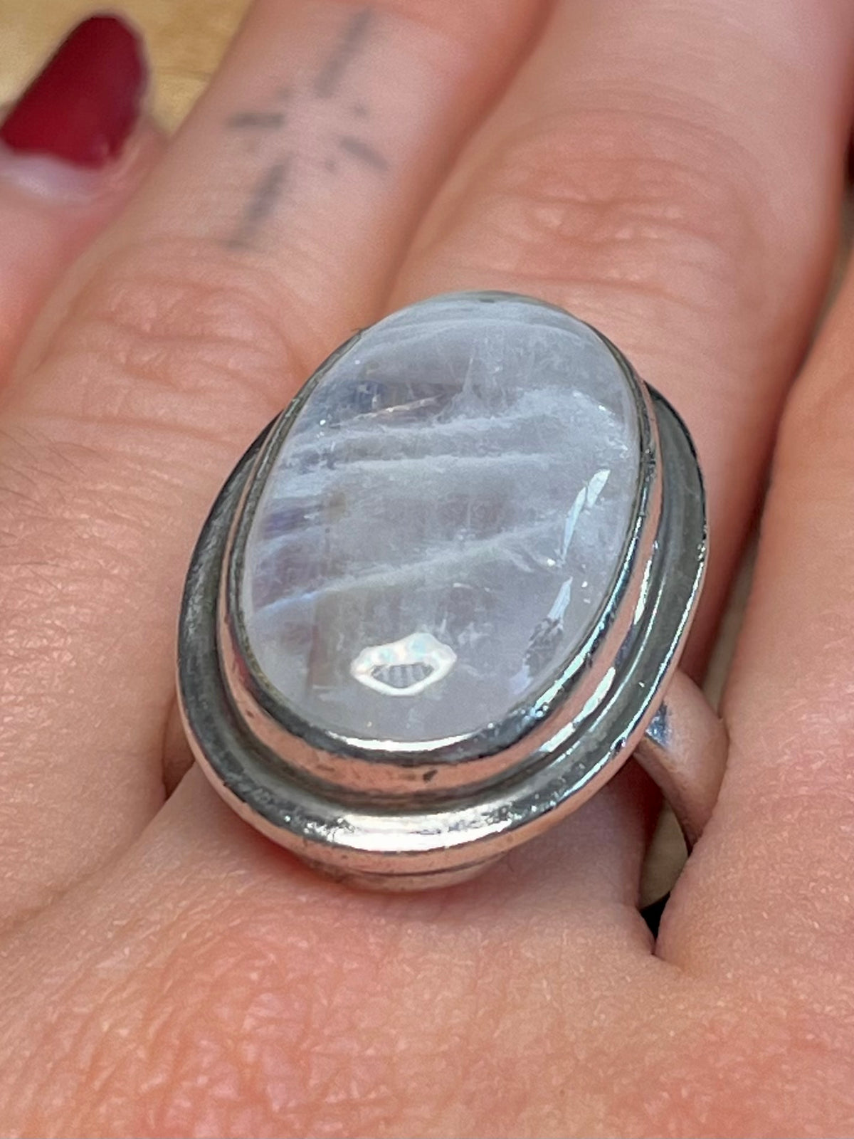 Oval Moonstone 925 Sterling Silver Size R Ring