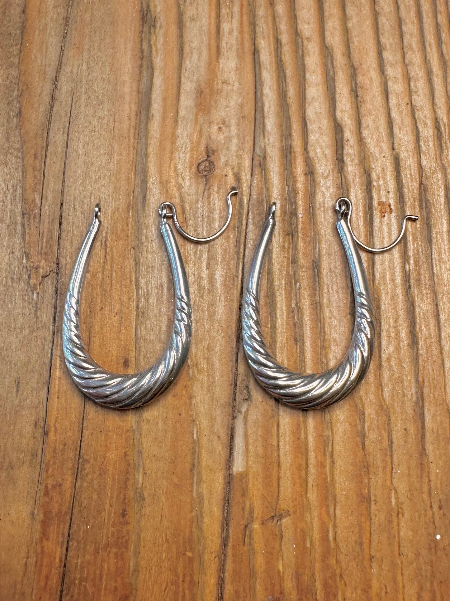 Oval Rope Gradient Hoop 925 Sterling Silver Earrings