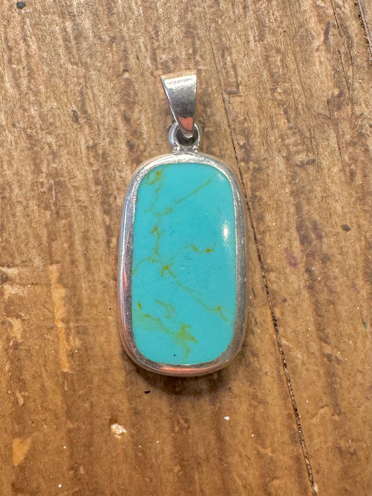 Turquoise Rectangle 925 Sterling Silver Pendant