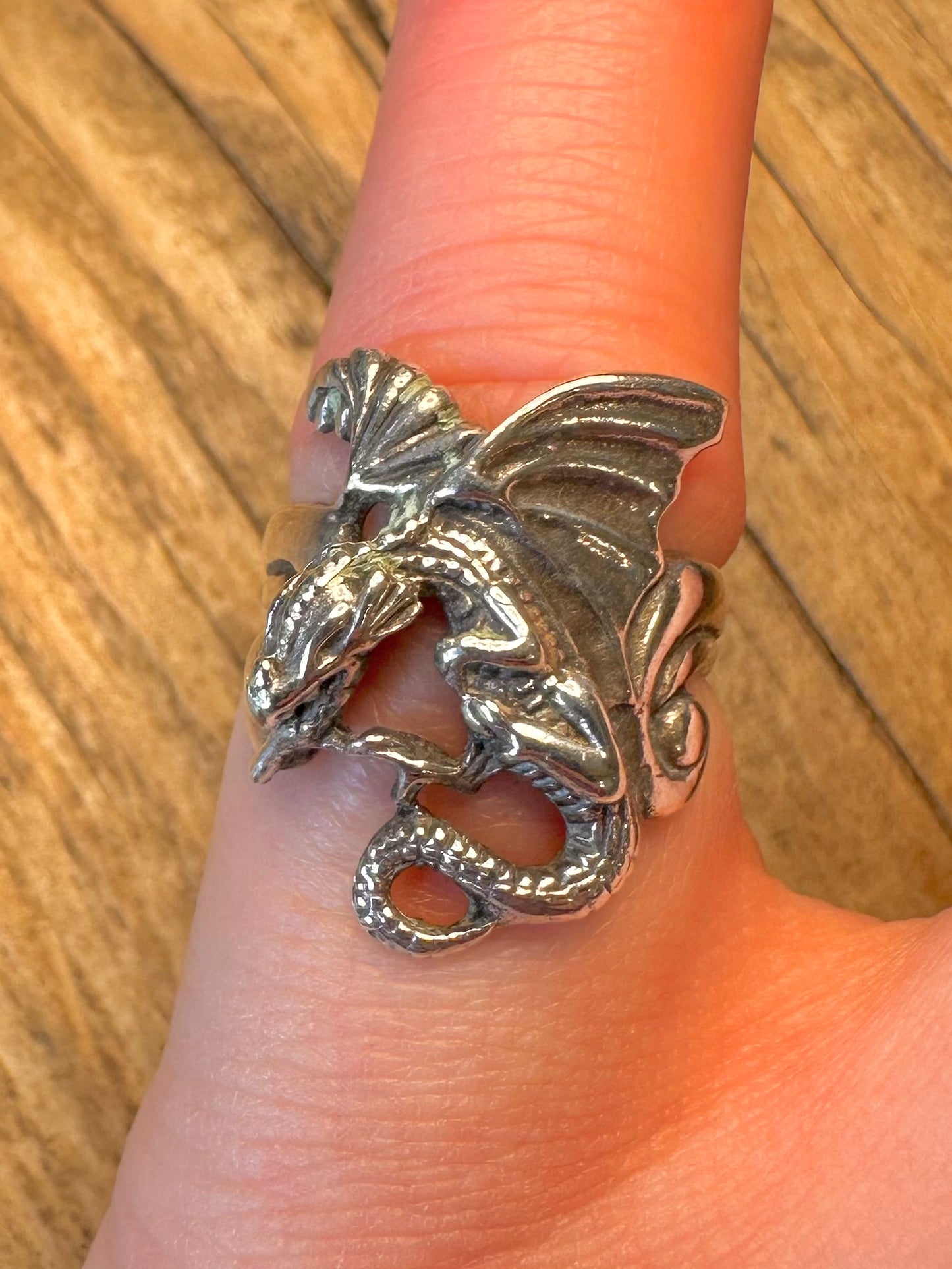 Drachenring aus 925er Sterlingsilber, Größe J