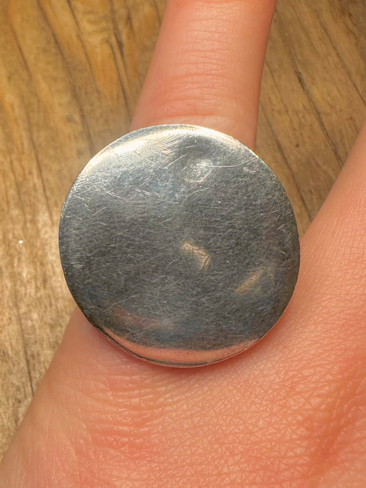 Modernist Flat Disc 925 Sterling Silver Size N Ring