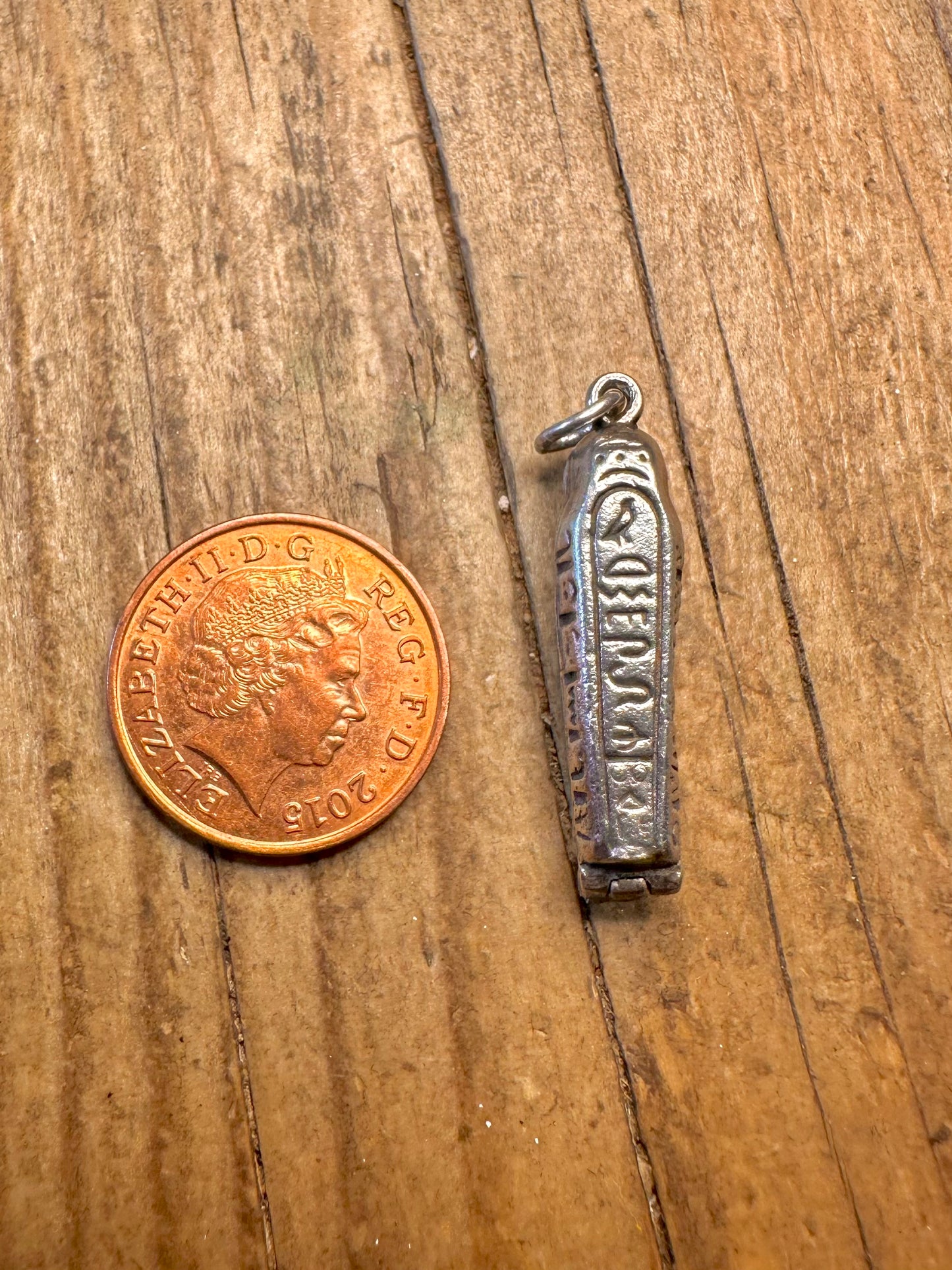 Egyptian Revival Hinged Sarcophagus 925 Sterling Silver