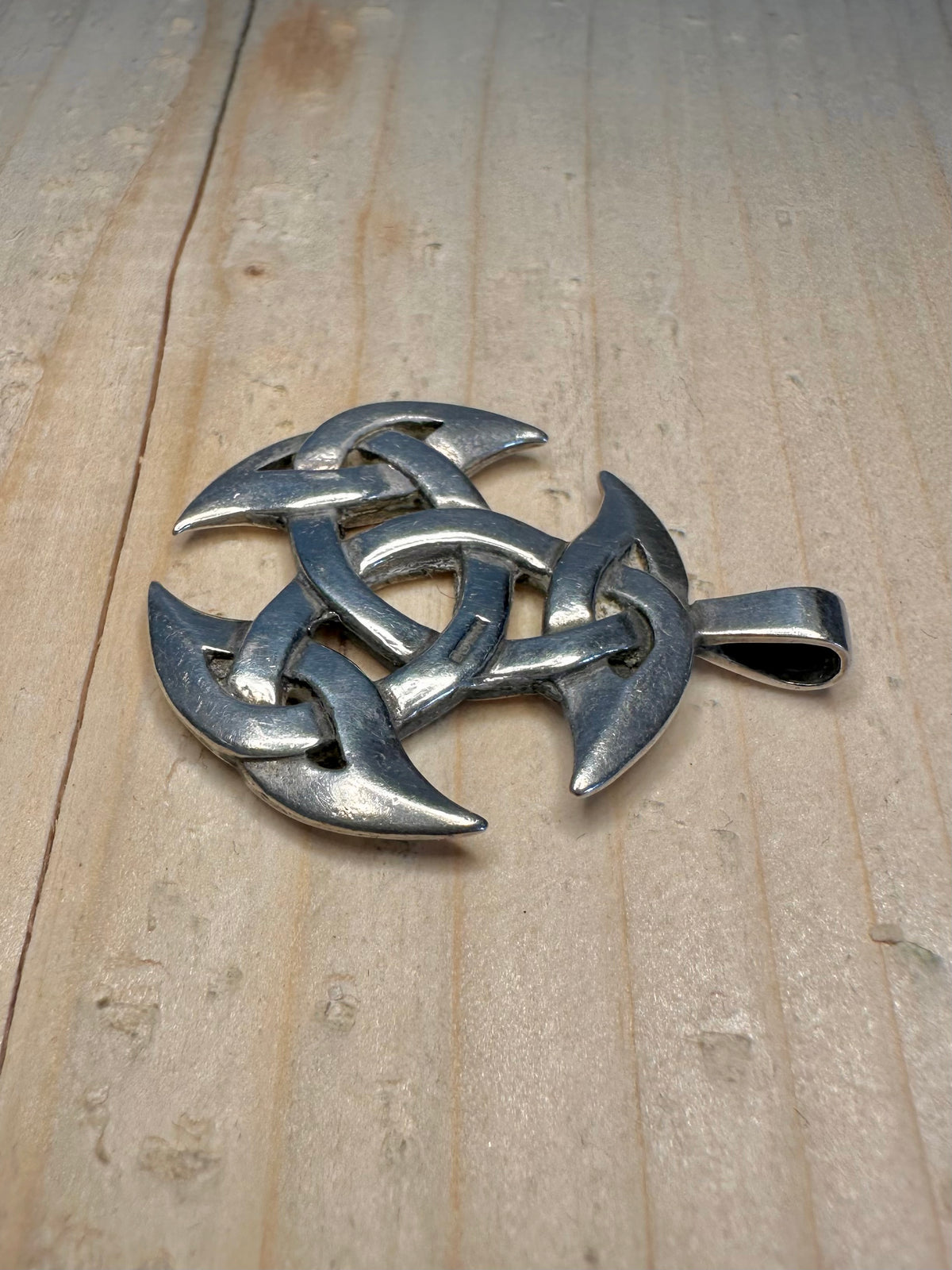 Large 1982 Celtic Triad Solid 925 Sterling Silver Pendant