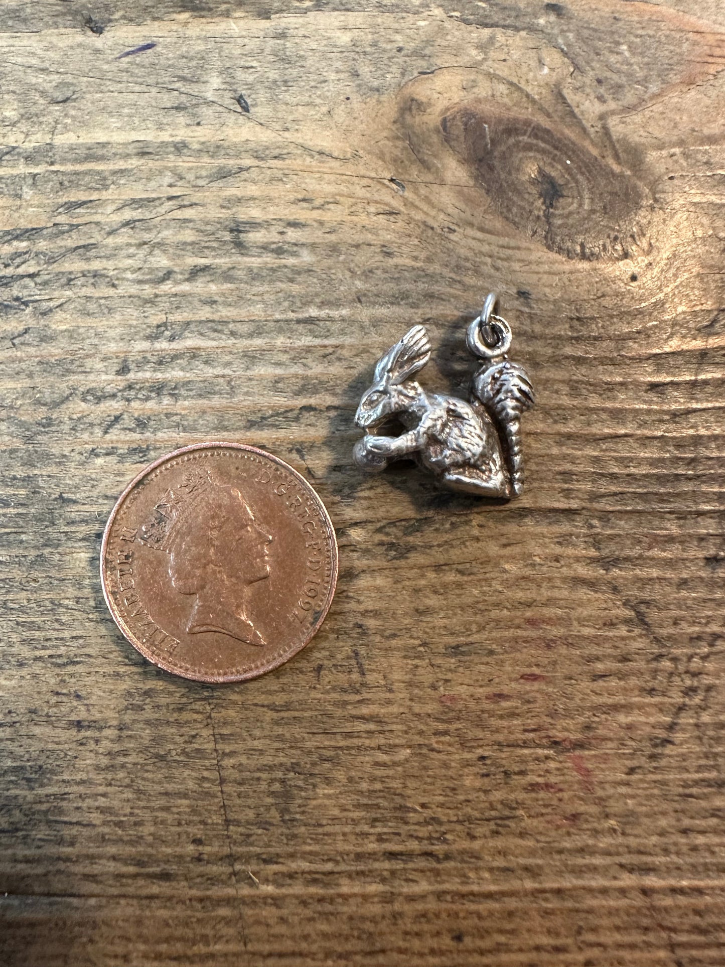 Vintage Squirrel 925 Silver Charm Pendant